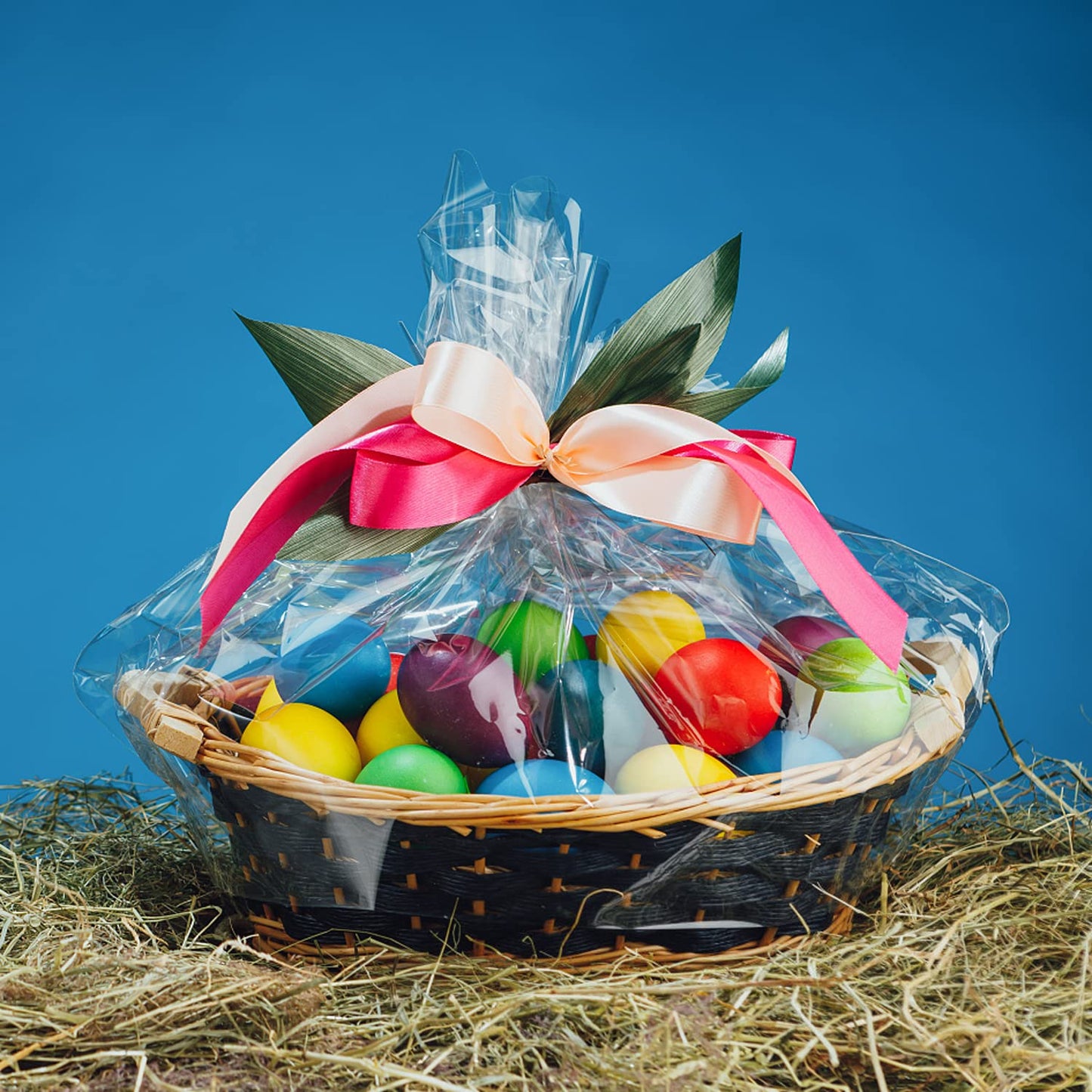 CUDICY 40pcs Cellophane Bags 16x24 Clear Cellophane Wrap for Gift Baskets Large Clear Party Favors Treat Plastic Gift Packaging for Cookie Candy Goodie