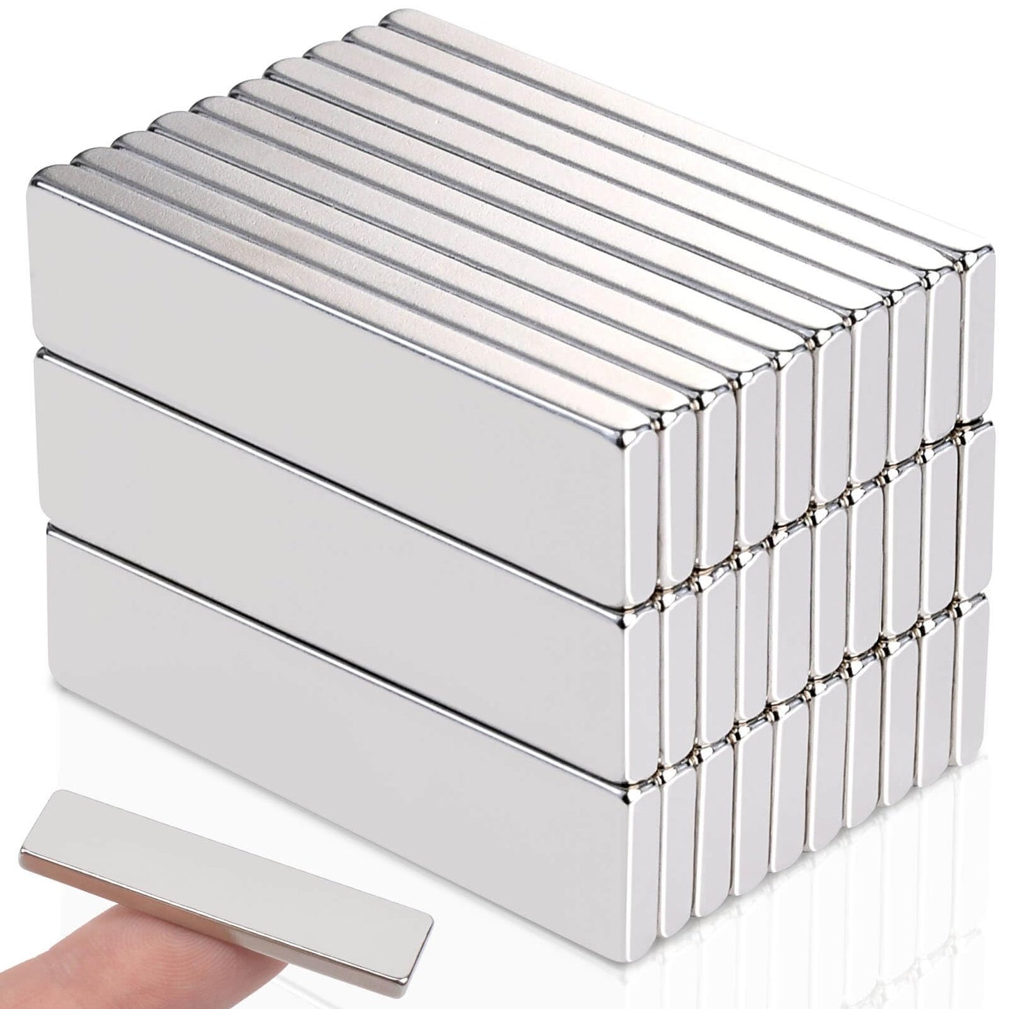 MIN CI Super Strong Neodymium Magnet Bar, 40X10X3mm Powerful Rare Earth Magnets Strip Heavy Duty, Small Rectangular Magnets Tiny for Fridge, Crafts, Science, Office, DIY, Pack of 30
