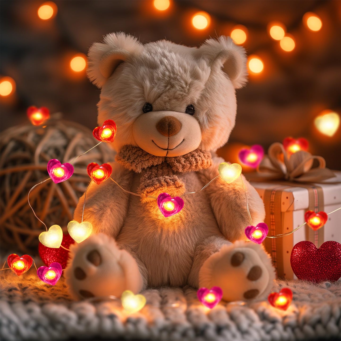 Coquimbo Heart String Lights, 10FT 30 LED Heart Shaped Fairy Lights Battery Operated Room Decor Mothers Day Decor for Home Bedroom Wedding Anniversary Party