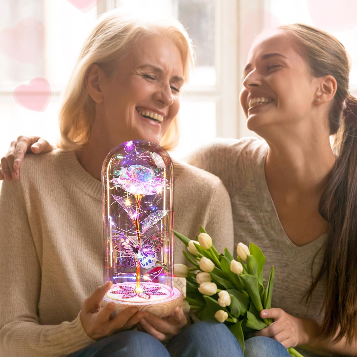 Beferr Mothers Day Rose Gifts for Mom Galaxy Glass Roses Preserved Forever Flowers for Delivery Light Up Rose in Glass Dome Anniversary Birthday Gifts for Women Grandma Wife Her Daughter Girlfriend