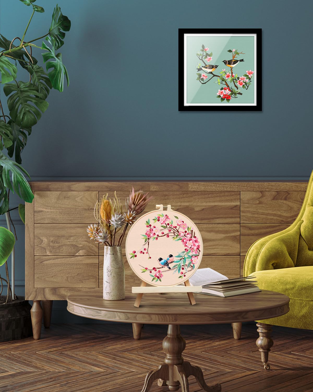 Embroidery Kit for Adult, Owl Embroidery Kit for Beginners Include Embroidery Cloth Hoops Threads for Craft Lover Hand Stitch with Embroidery Skill Techniques (Bird)