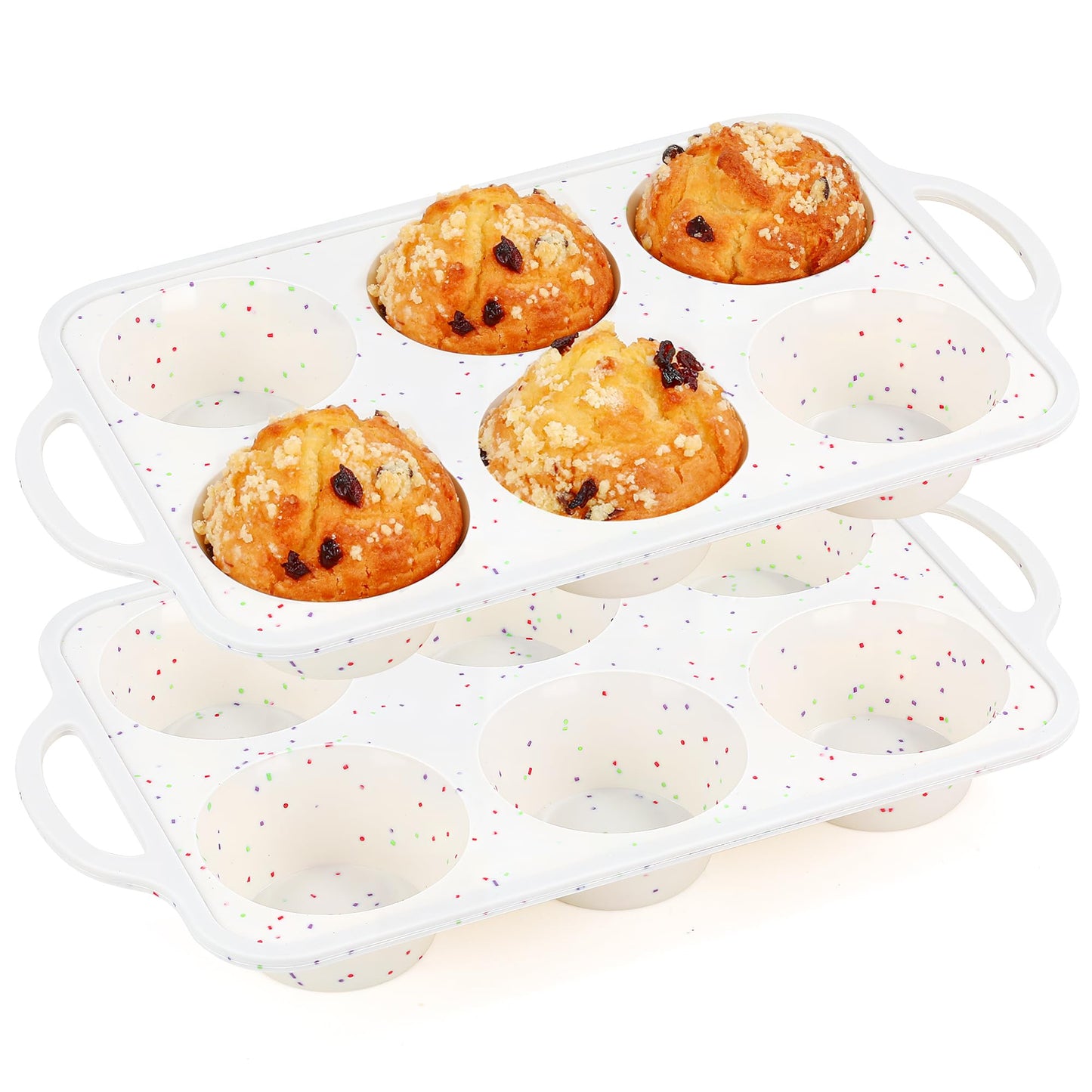 AOTASO silicone muffin pan for baking with metal frame (Cream, Jumbo：6-Cup x 2 Pcs)