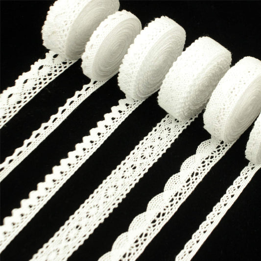 ZNZAKKA White Lace Ribbon Cotton Crochet Lace Trim Eyelet Lace Trim for Scrapbooking Dream Catcher Decorative Crafts Supply (30 Yards)