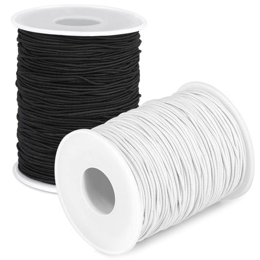 Elastic String Cord, Selizo 2 Pack Stretchy String for Bracelets, Necklace, Beading, Jewelry Making and Sewing (1.2 MM, 109 Yards, Black & White)