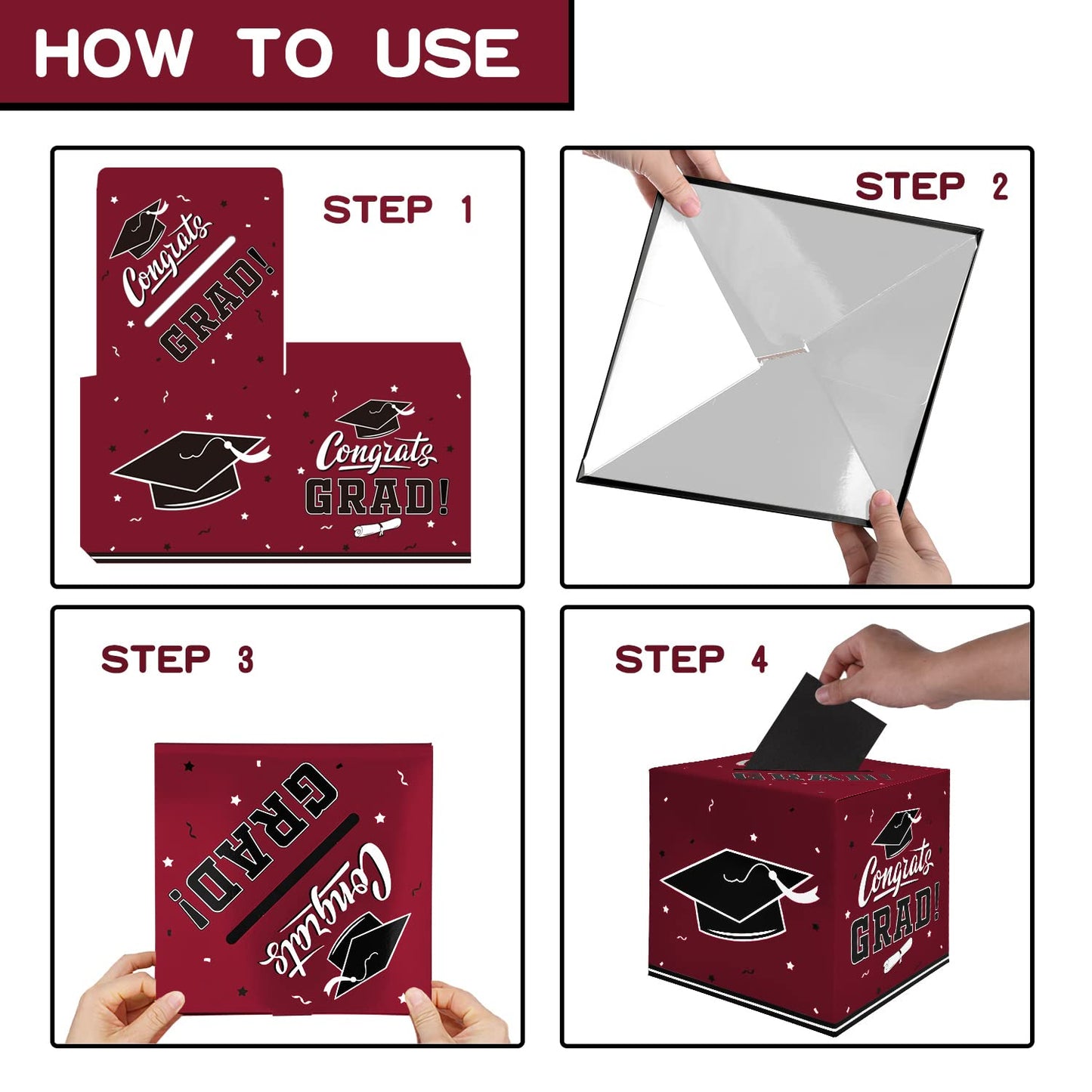 Gatherfun Graduation Party Favors Gift Decor Card Box Supplies Maroon