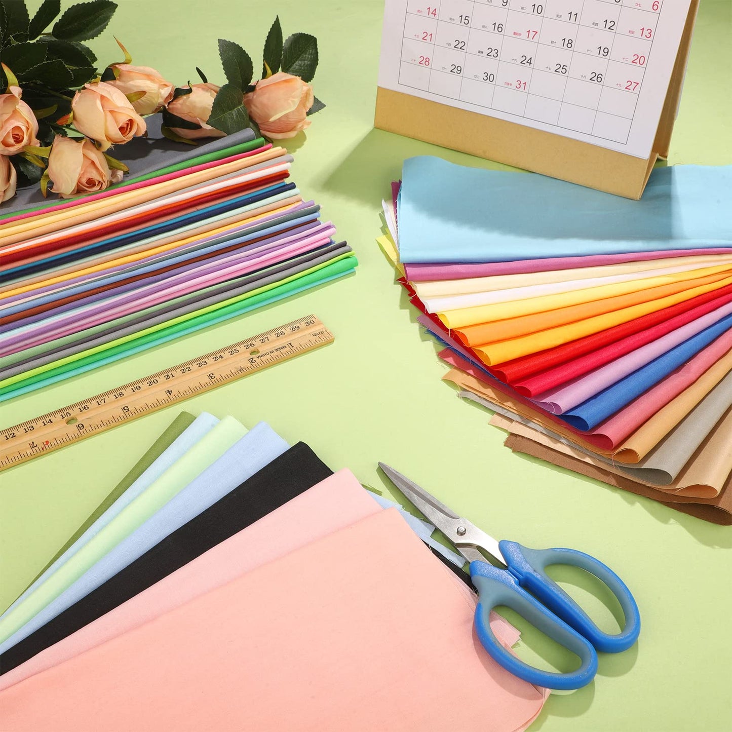 60 Pcs Cotton Fabric Bundle Fat Quarters for Sewing and Quilting Colorful Fabric Bundles Precut Square for DIY Craft Patchwork(10 x 10 Inch)
