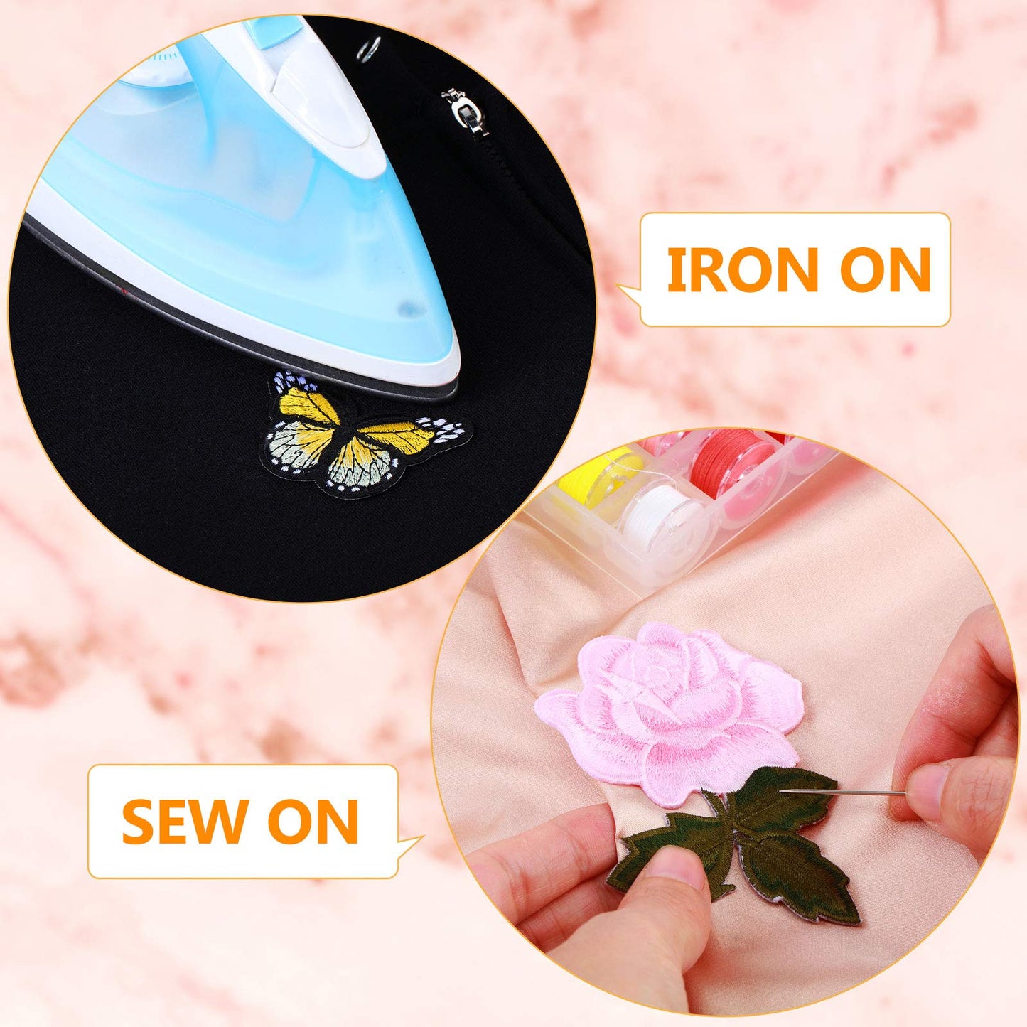 14 Pieces Embroidery Rose Flower Butterfly Iron on Applique Patches Sew on Butterfly Patch Rose Applique Patches for Jacket Jeans Clothes Hats Shoes Bags