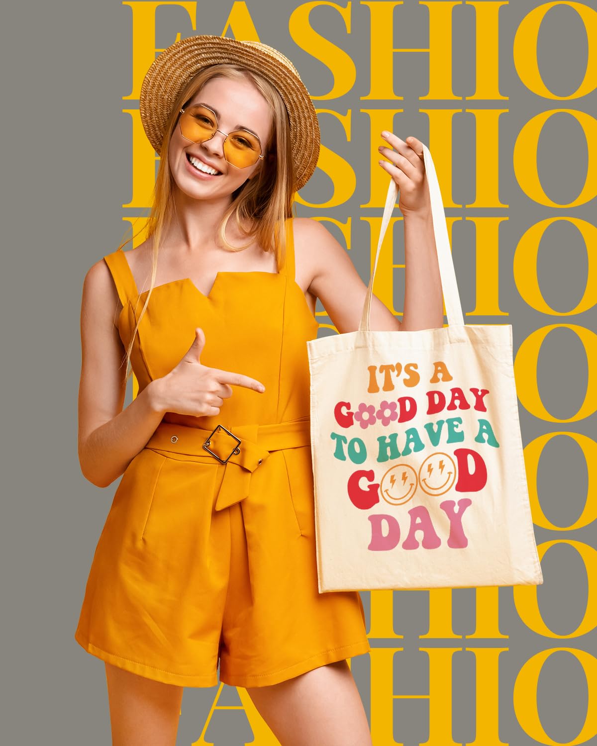 AUSVKAI Canvas Tote Bag Aesthetic Cute For Women Y2K School Grocery Bag Cotton Cloth Beach Totes Gift For Kids Girl-Its A Good Day