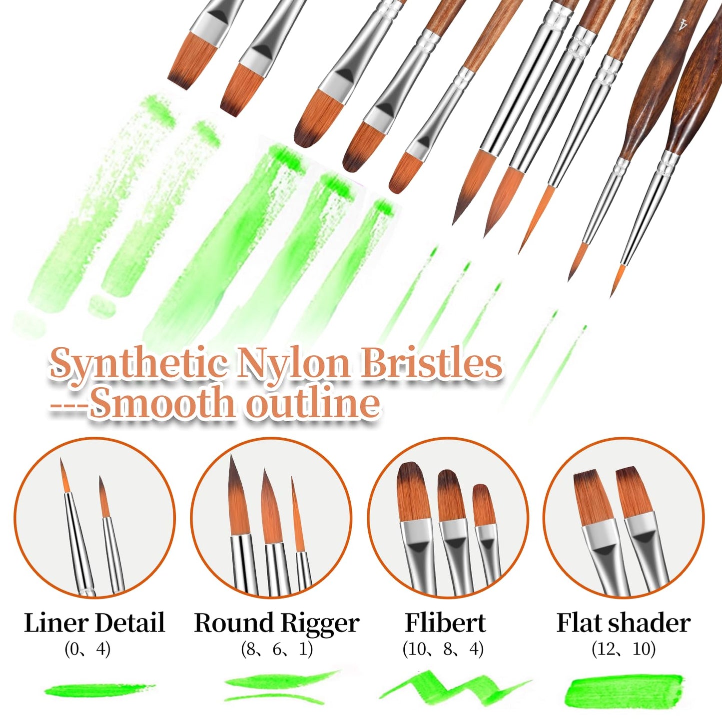 29 pcs Paint Brush Set,GETHPEN Acrylic Paint Brushes,Artist Series with Wide Flat,Round, Filbert, Flat, Fan,Angle,Dagger,Cat Tongue,Detail Brush,Rigger for Oil,