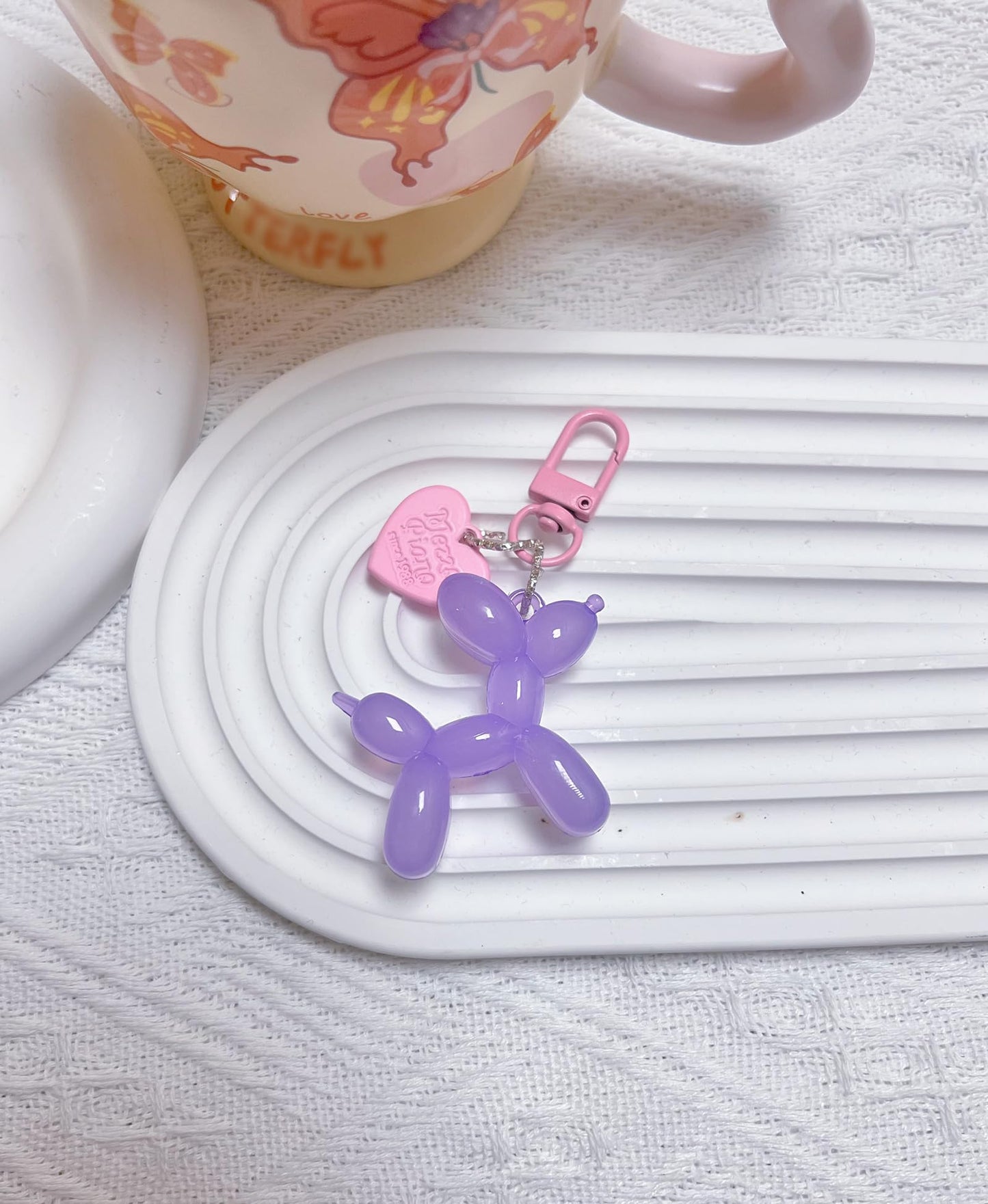 LAEKOU Jelly Balloon Dog Design Keychain for Women, Cute Girls Key Chain, Bag Charms Accessories for Car Purse Backpack
