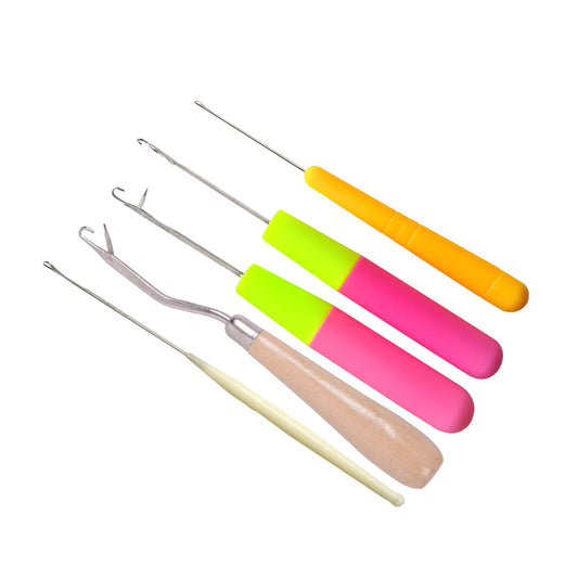 5 Pcs Different Sizes Latch Hook Set Latch Hook Crochet Needle Dreadlocks Crochet Hook Bent Latch Hook for Braid Hair and Carpet Crafts Making