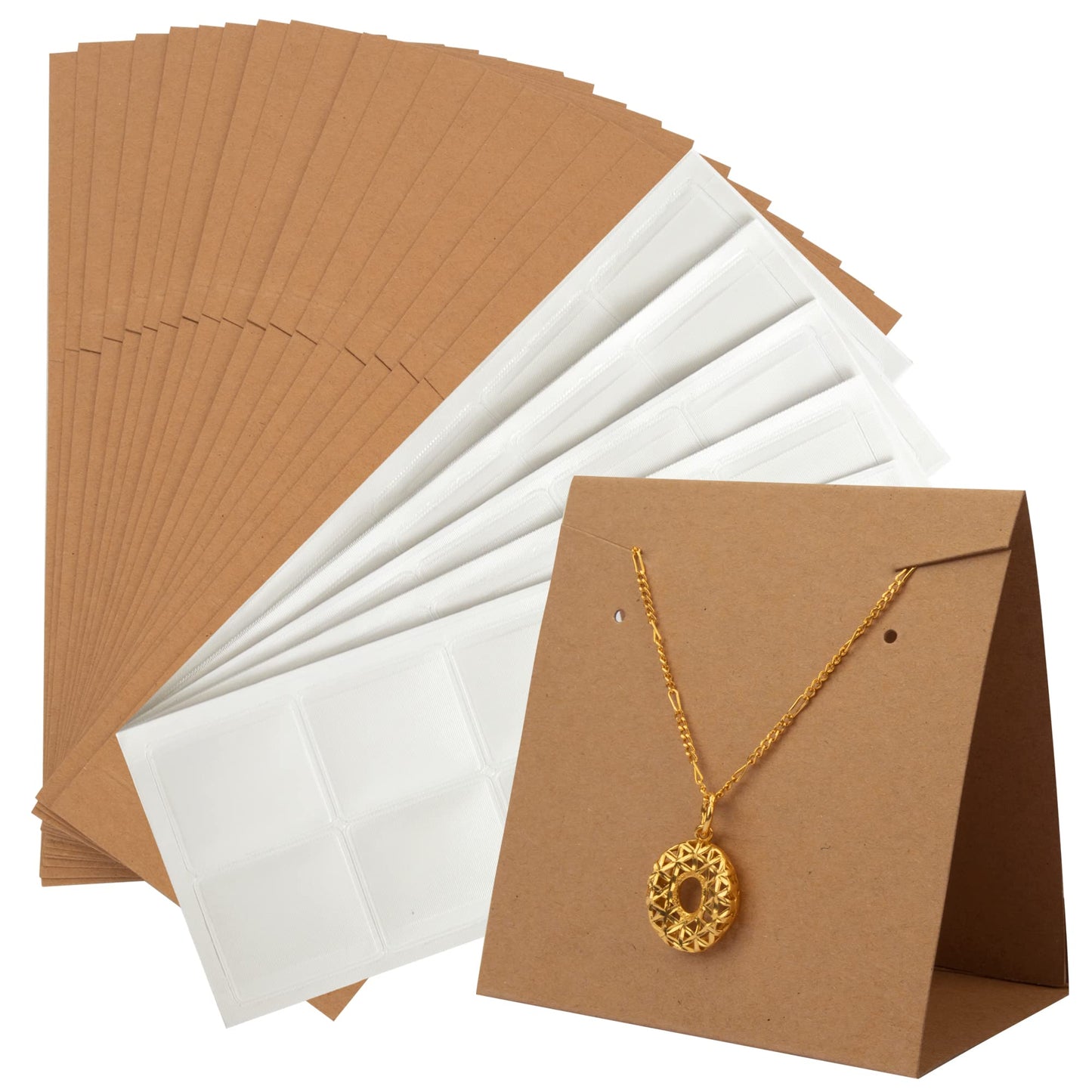 Temlum 50 Pcs Standing Jewelry Cards with Necklace Pouch, Earring Holder Cards Earring Cards for Selling Necklace Earring Packaging for Small Business Jewelry Packaging Supplies