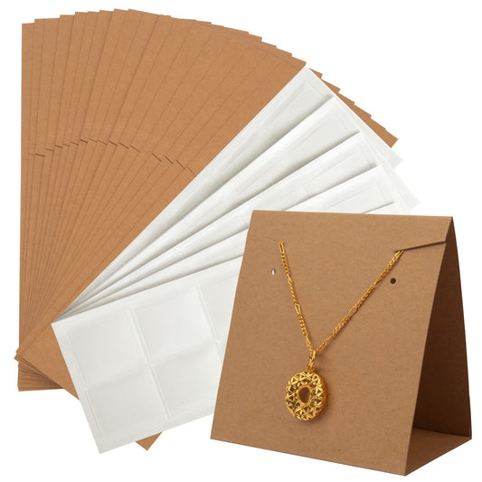 Temlum 50 Pcs Standing Jewelry Cards with Necklace Pouch, Earring Holder Cards Earring Cards for Selling Necklace Earring Packaging for Small Business Jewelry Packaging Supplies