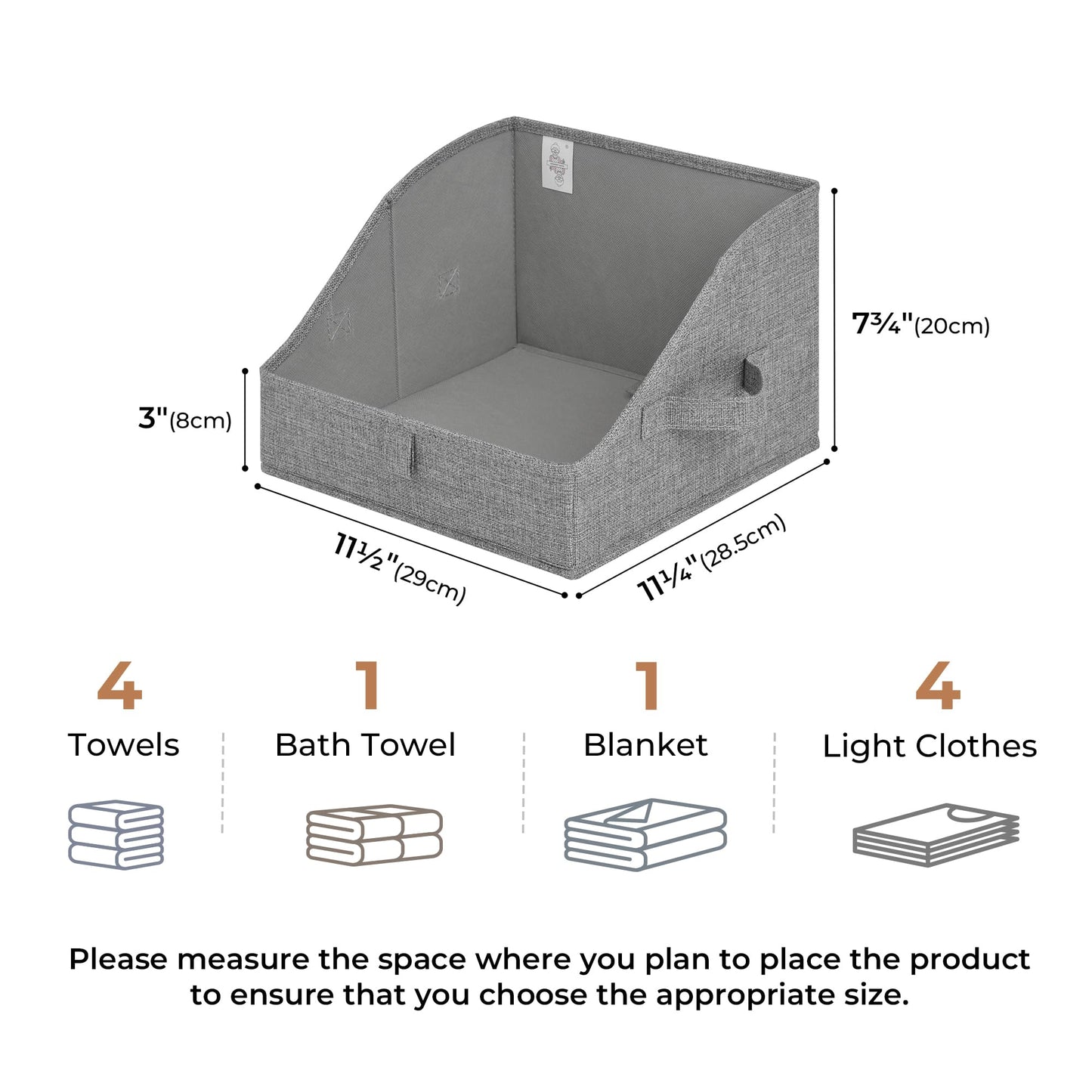 GRANNY SAYS Trapezoid Storage Bins, Closet Storage Bins, Purse Storage, Linen Closet Organizers and Storage, Storage Bins for Shelves, Dark Gray, Medium, 3-Pack