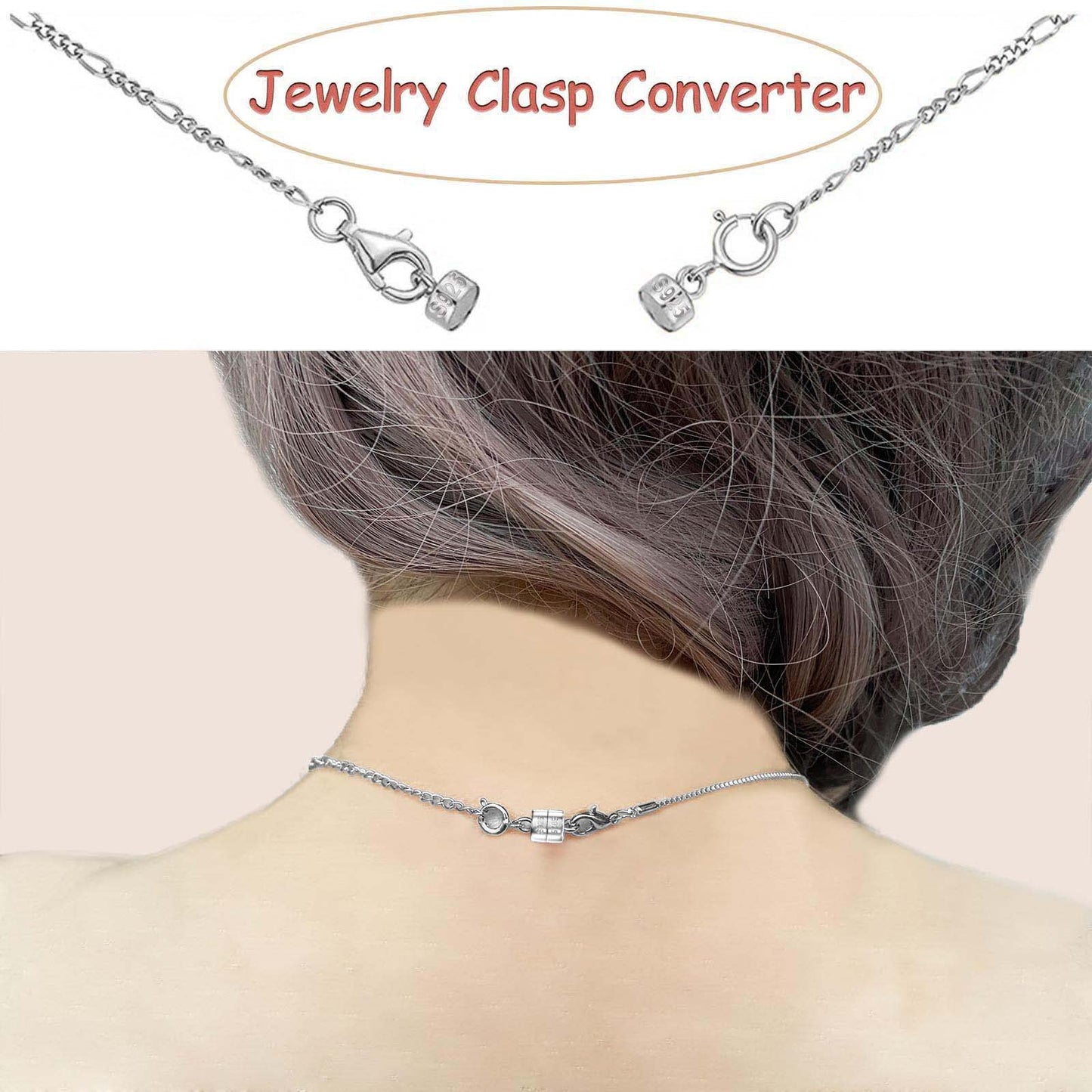 OHINGLT 925 Sterling Silver Magnetic Necklace Clasps and Closures,Gold and Silver Magnetic Clasp Converter for Jewelry Making Supplies,Chain Extender Connector for Small Necklace Bracelet