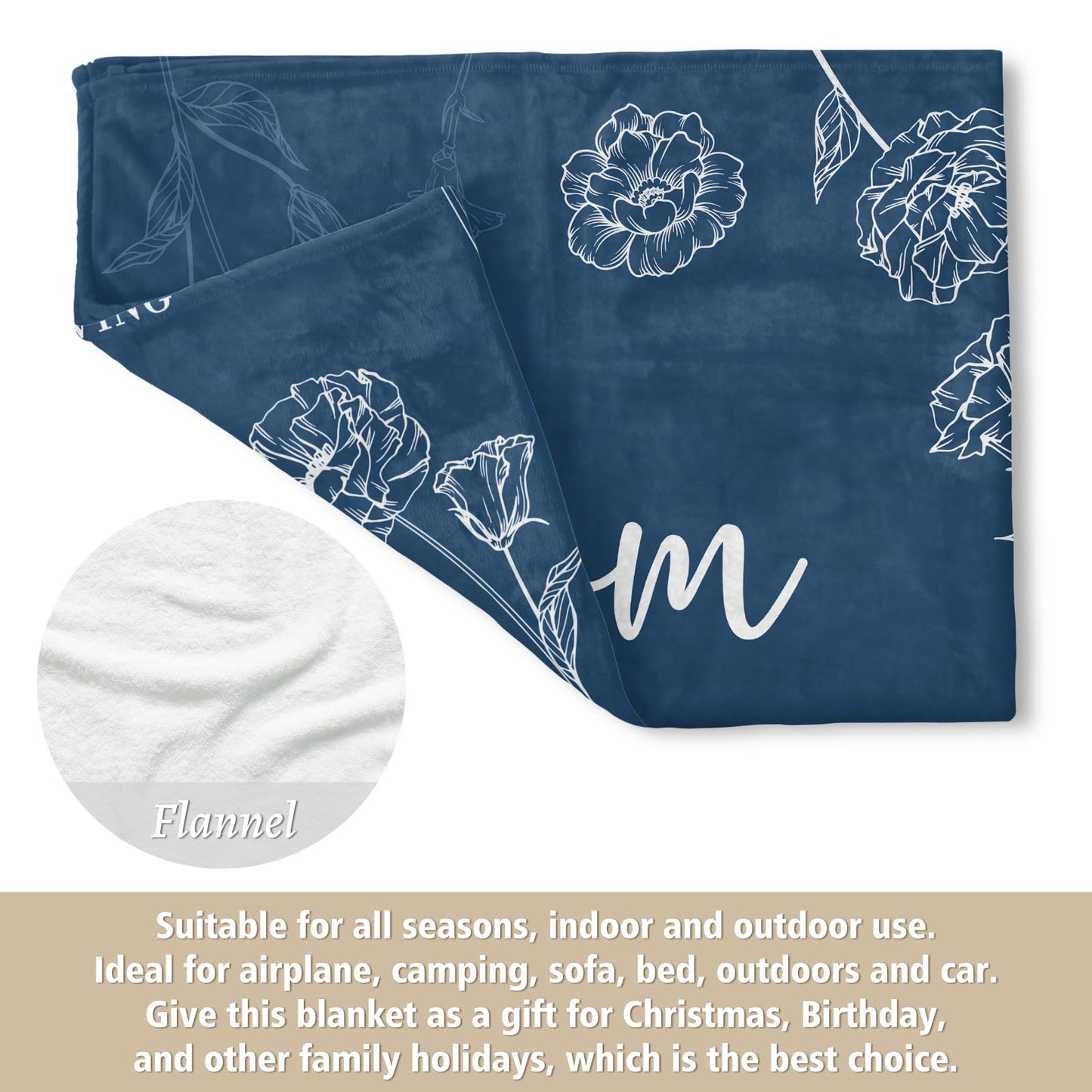 GiltGlimmer Gifts for Mom, Mom Birthday Gifts Blanket, Moms Gift for Women from Daughter Son, We Love You Present for Mother Mommy Mothers Day Christmas 60" x 50", Blue