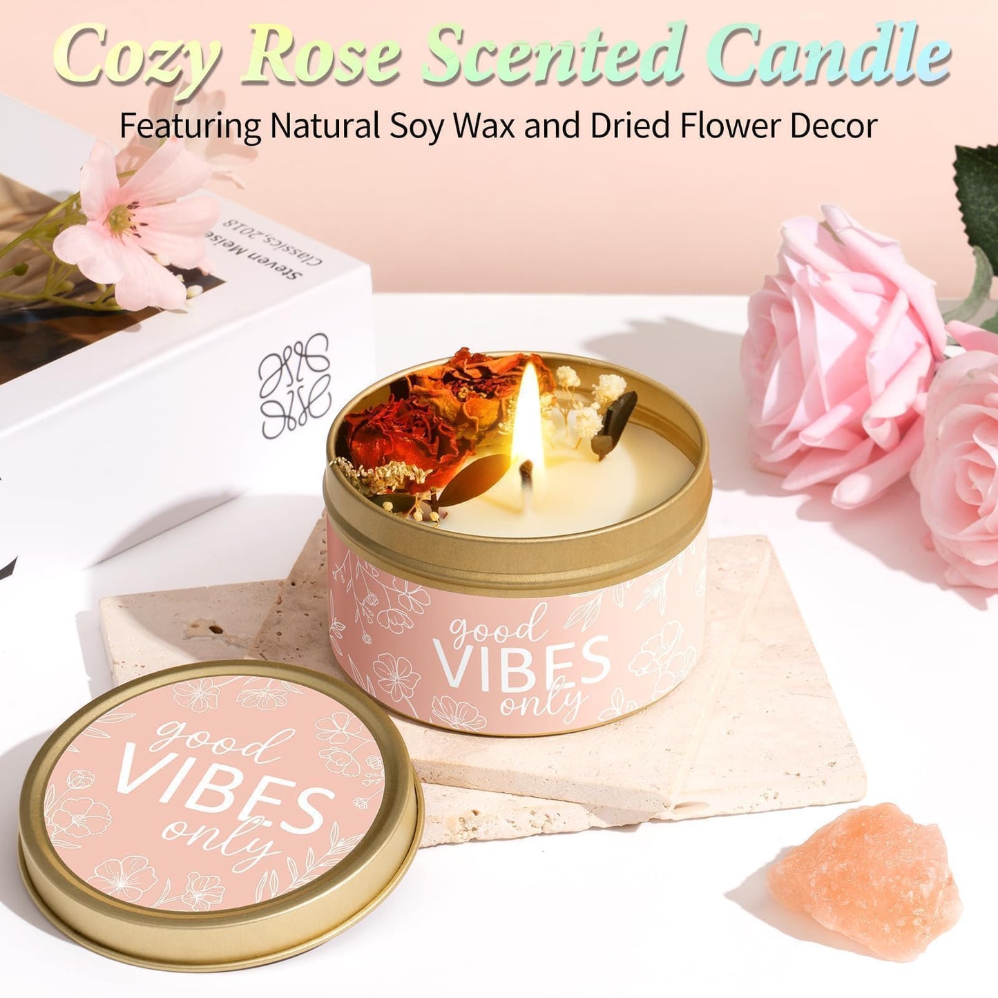 Spa Gifts for Women Bath Gift Set, Rose Relaxing Spa Gift Baskets Home Bath Set Self Care Kit Care Package Thank You Birthday Mothers Day Easter Gifts for Women Her Mom Sister Friends Teen Girls Wife