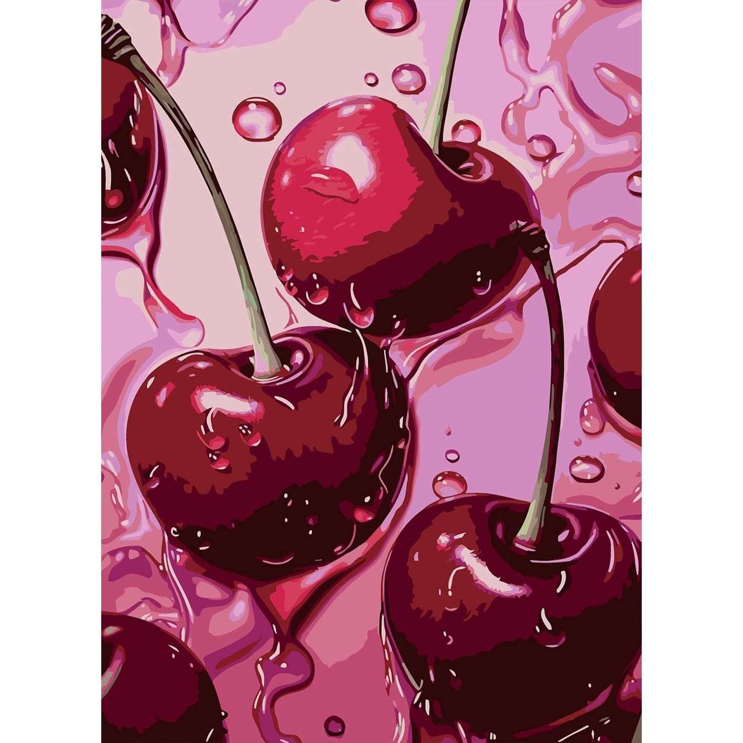 AIBOERL Cherry Diamond Art Kits for Adults,Cherry 5D Diamond Painting Kits for Adults Beginners,DIY Full Round Drill Diamond Dot Painting Gem Art Kits for Adult, Home Wall Decor 12x16Inch