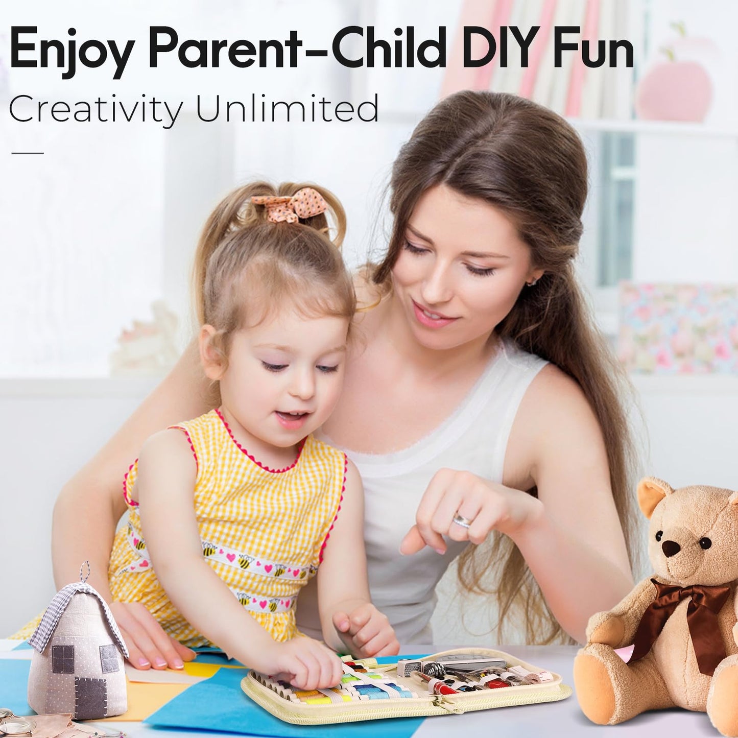 Coquimbo Sewing Kit for Adults, Kids, Beginner, Traveler, Portable Sewing Supplies Contains Soft Tape Measure, Scissors, Thimble, Thread, Sewing Needles (Beige, M)