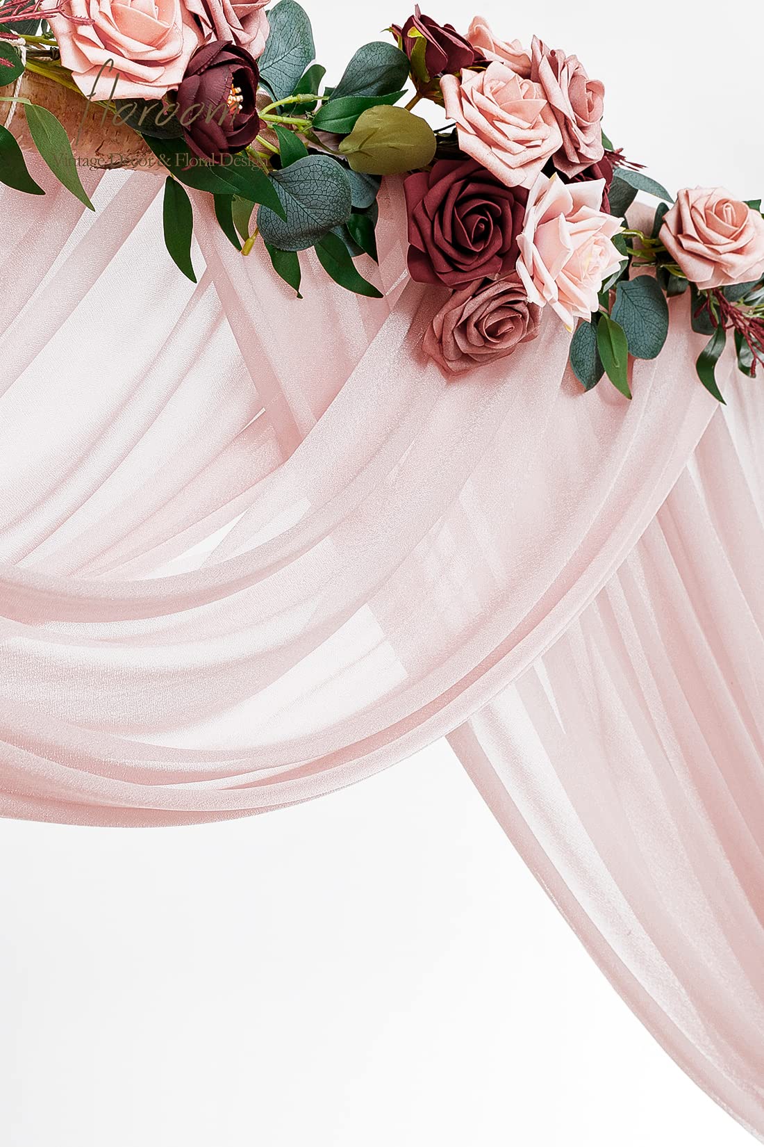 Wedding Arch Draping Fabric 2 Panels 20Ft Dusty Rose Chiffon Fabric Drapes Arbor Drapery Wedding Ceremony Reception Swag Decorations