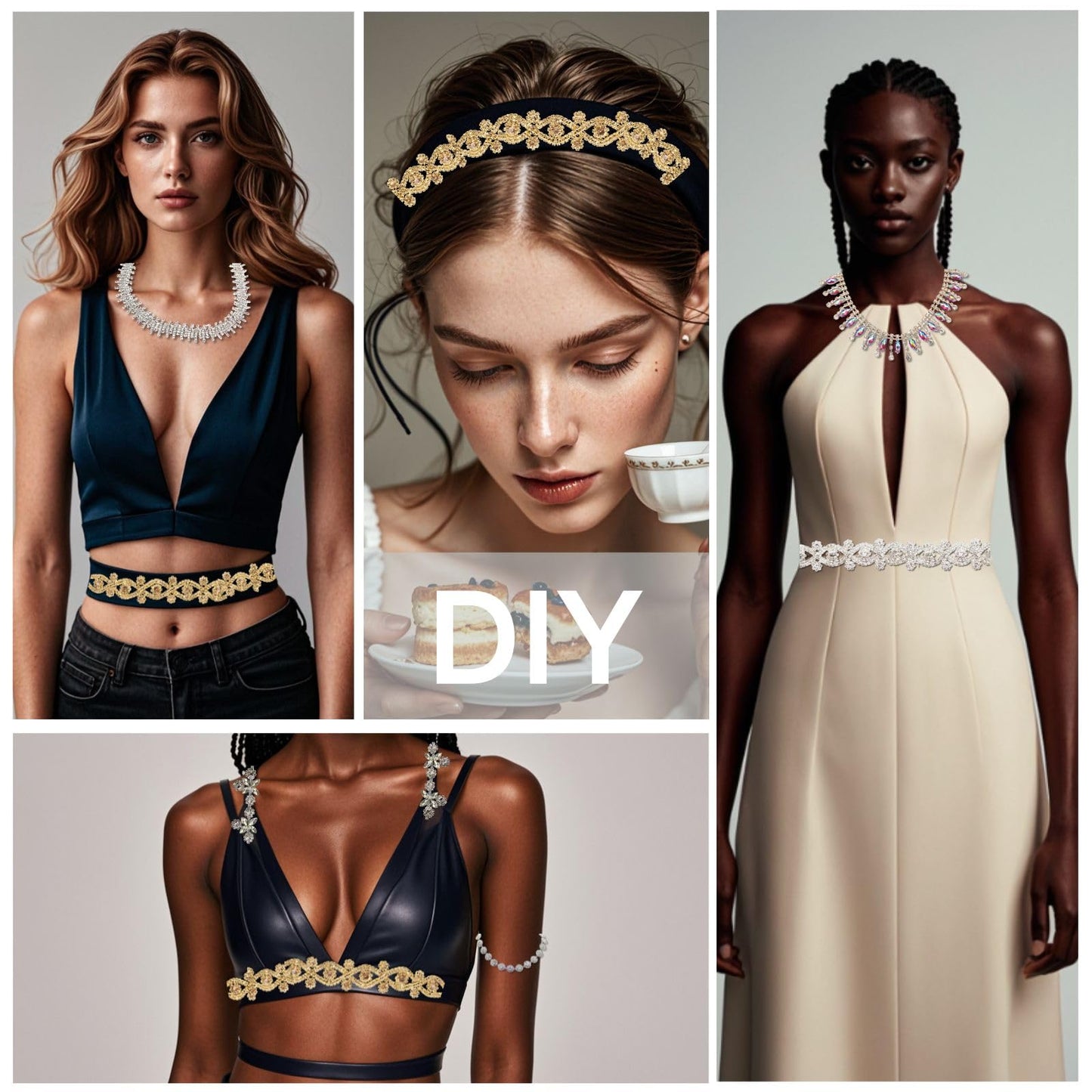 PEARLY JUN Rhinestone Trim Chain Sliver Applique Stringing Ribbon DIY Jewelry Wedding Party Bracelets Craft Bridal Bouquets Embellishment Accessories
