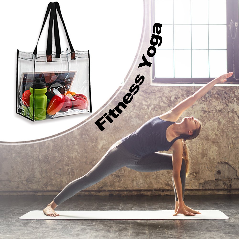 2-Pack Stadium Approved Clear Tote Bag, Stadium Security Travel & Gym Clear Bag, Perfect for Work, School, Sports Games and Concerts,12"X 12"X 6"