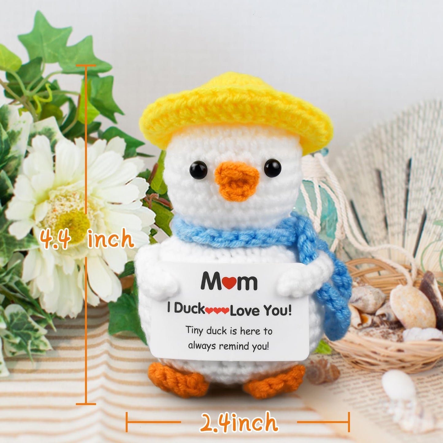 FilmHOO Mothers Day Birthday Gifts for Mom from Daughter Son Stocking Stuffers for Women I Duck Love You Mom Handmade Crochet Funny Cool Cute Small Duck