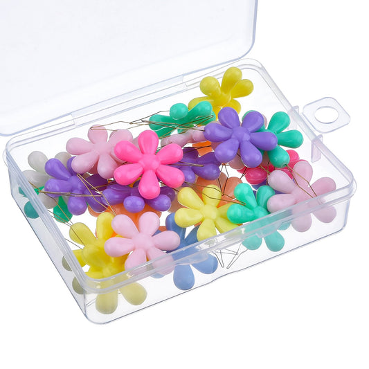 TecUnite 30 Pieces Needle Threaders with Clear Box Multicolor Plastic Flower Head Wire Loop Needle Threader for Hand Sewing
