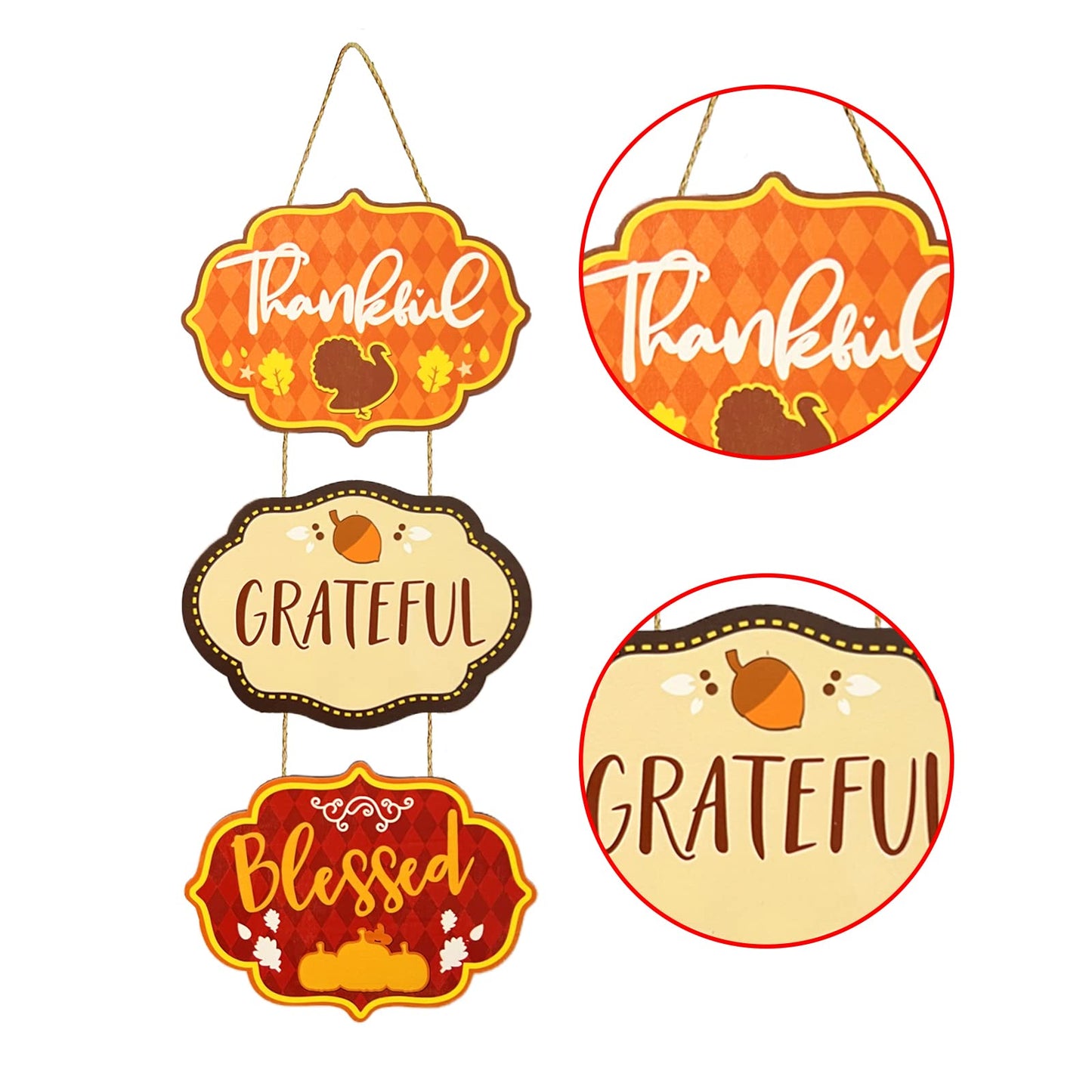 SPIPHY Thanksgiving Welcome Sign, Wooden Blessed Door Sign Fall Hanging Decoration for Home Farmhouse Harvest Thanksgiving Decor