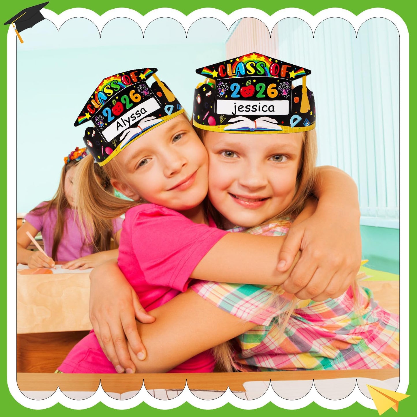 SICOHOME Kids Preschool Graduation Caps - 24 Hats Kids Pre-k Adjustable Paper Graduation Congrats Hats and Decorations for Class of 2026 Party Favors Kindergarten Student Grad