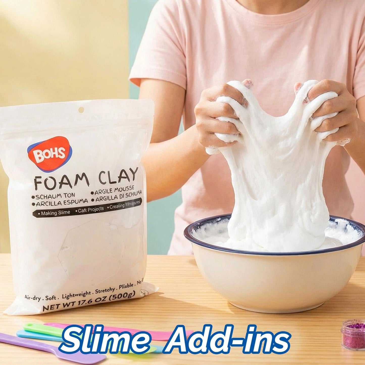 BOHS White Modeling Foam Clay Lite - 500 Grams, Squishy,Soft, Air Dry -for Flower Mirror,Cosplay,Fake Bake, Slime Supplies- 1.1 Lbs