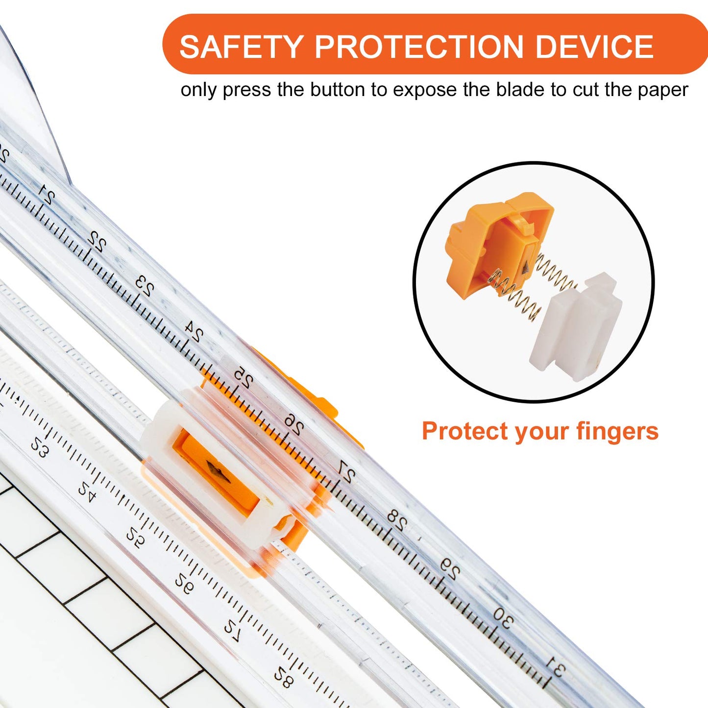 Paper Cutter 12 Inch Titanium Paper Trimmer Scrapbooking Tool with Automatic Security Safeguard and Side Ruler for A4, Craft Paper, Label, Photo and Cardstock White