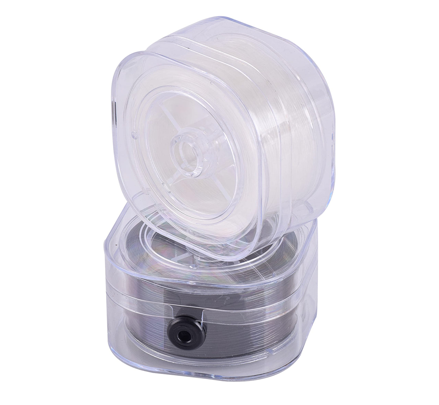 KONMAY 2 Rolls 0.8mm Round Stretchy Bracelet Strings with Organizing Case, 130 Yards Black and White Crystal Elastic Thread Cord for Jewelry Bracelets Making and Beading