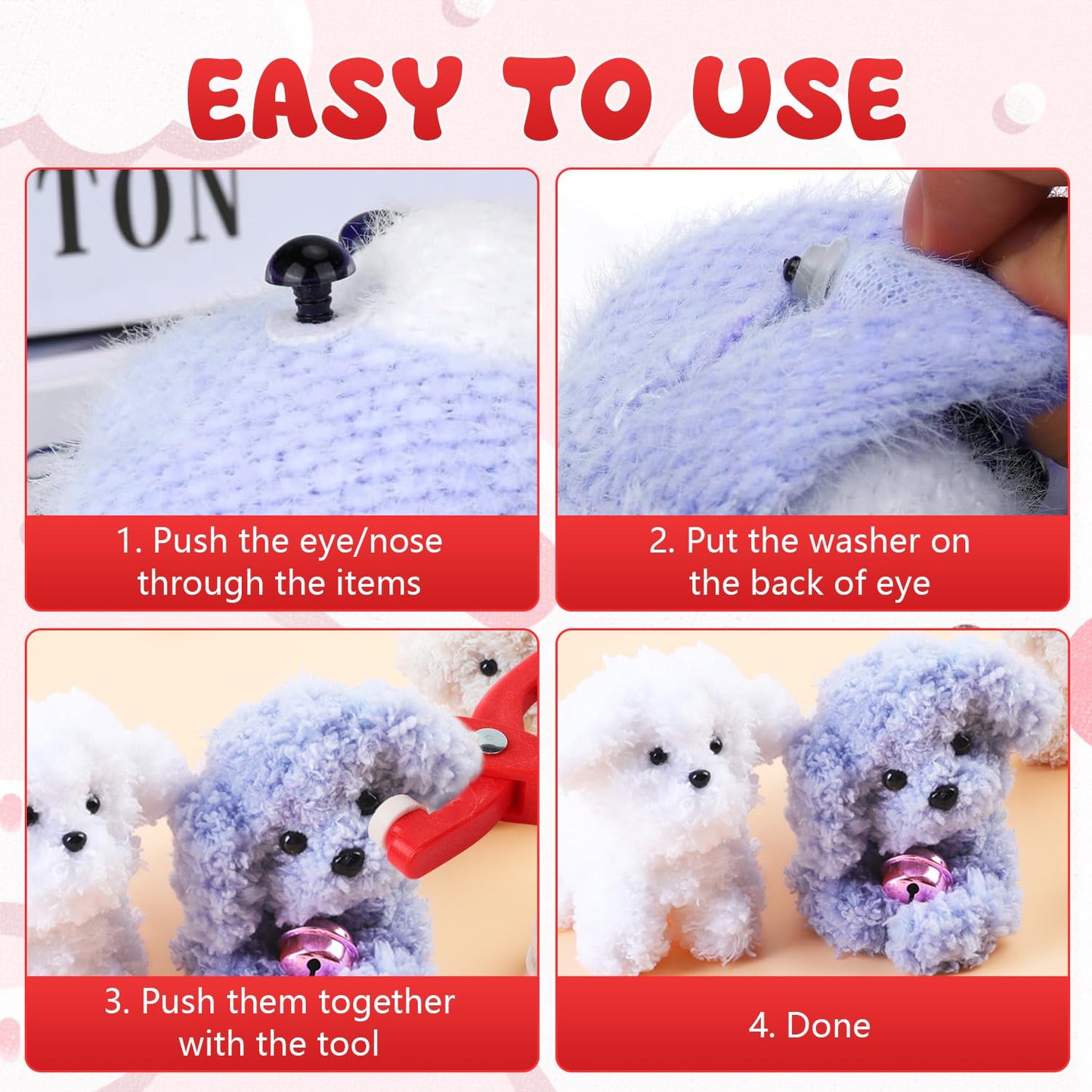 Latonyar Safety Eye Tool for Crocheting, Eye Snapper Crochet Tool, Auxiliary Tool for Attaching for Crocheting Eyes Crochet Tools for Crochet & Stuffed 6-12mm Animal Eyes Making Supplies Tool (Red)