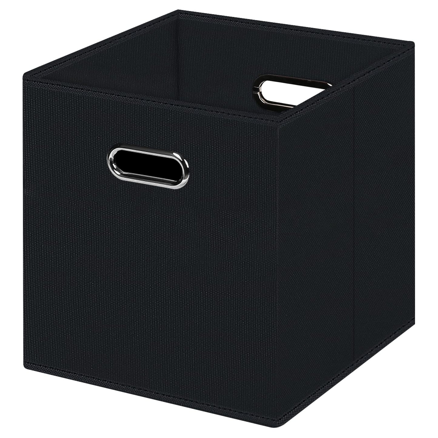 Black Foldable Storage Cubes Bins , Fabric Storage Box Cubes Organizer Baskets with Dual Handles for Home Organizer (Black)