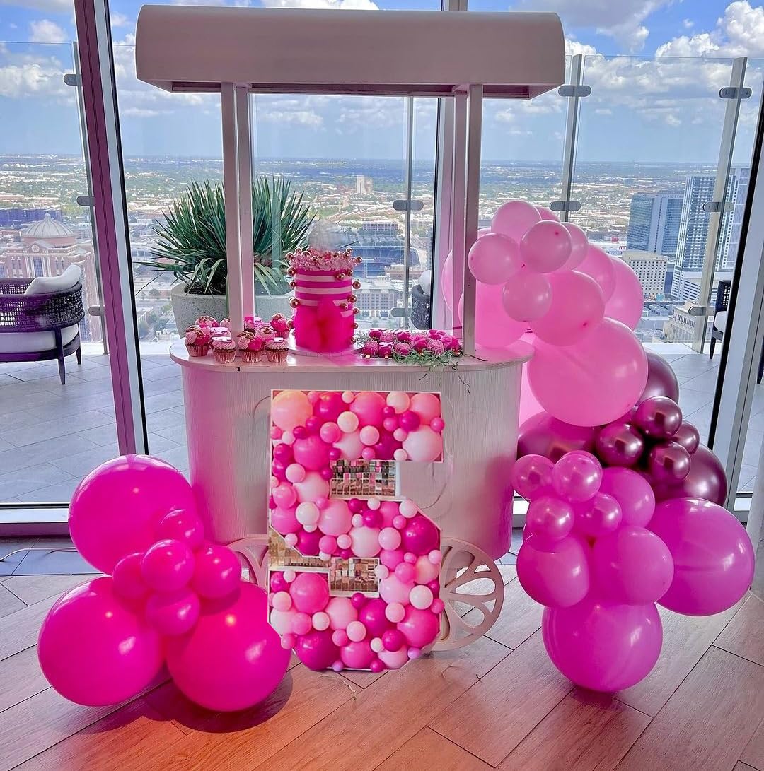 Pink Balloons Metallic Pink Balloon, 50Pcs 12Inch Hot Pink Chrome Pink Latex Balloons Baby Pink Balloons and Dark Magenta Pink Balloons for Birthday Baby Shower Princess Party Decorations
