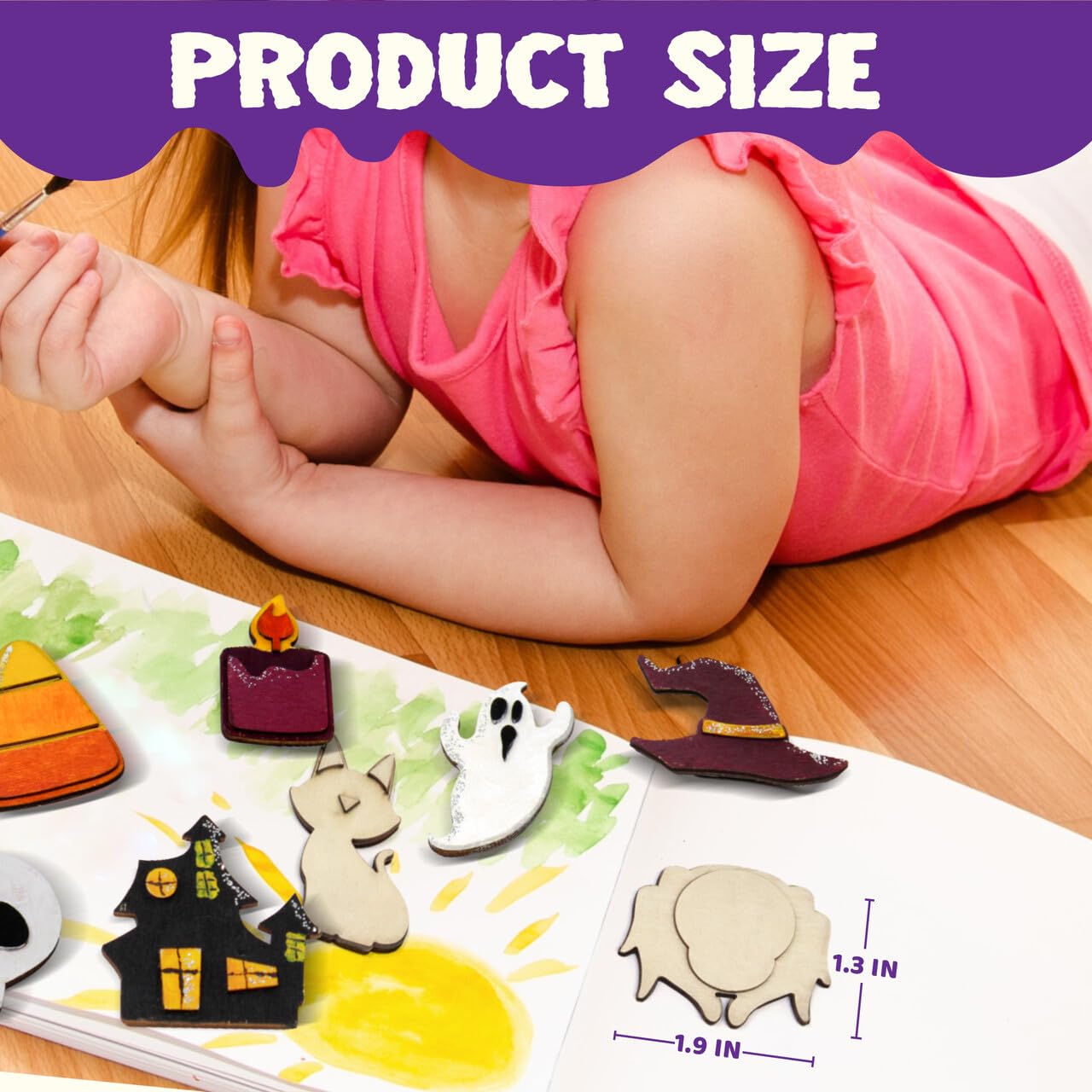 12 Pcs Halloween Wood Craft Kit, Wooden Magnet Creativity Arts Painting Kit, DIY Halloween Painting Craft for Kids Party Supplies, Toddler Party Favors Family School Activities