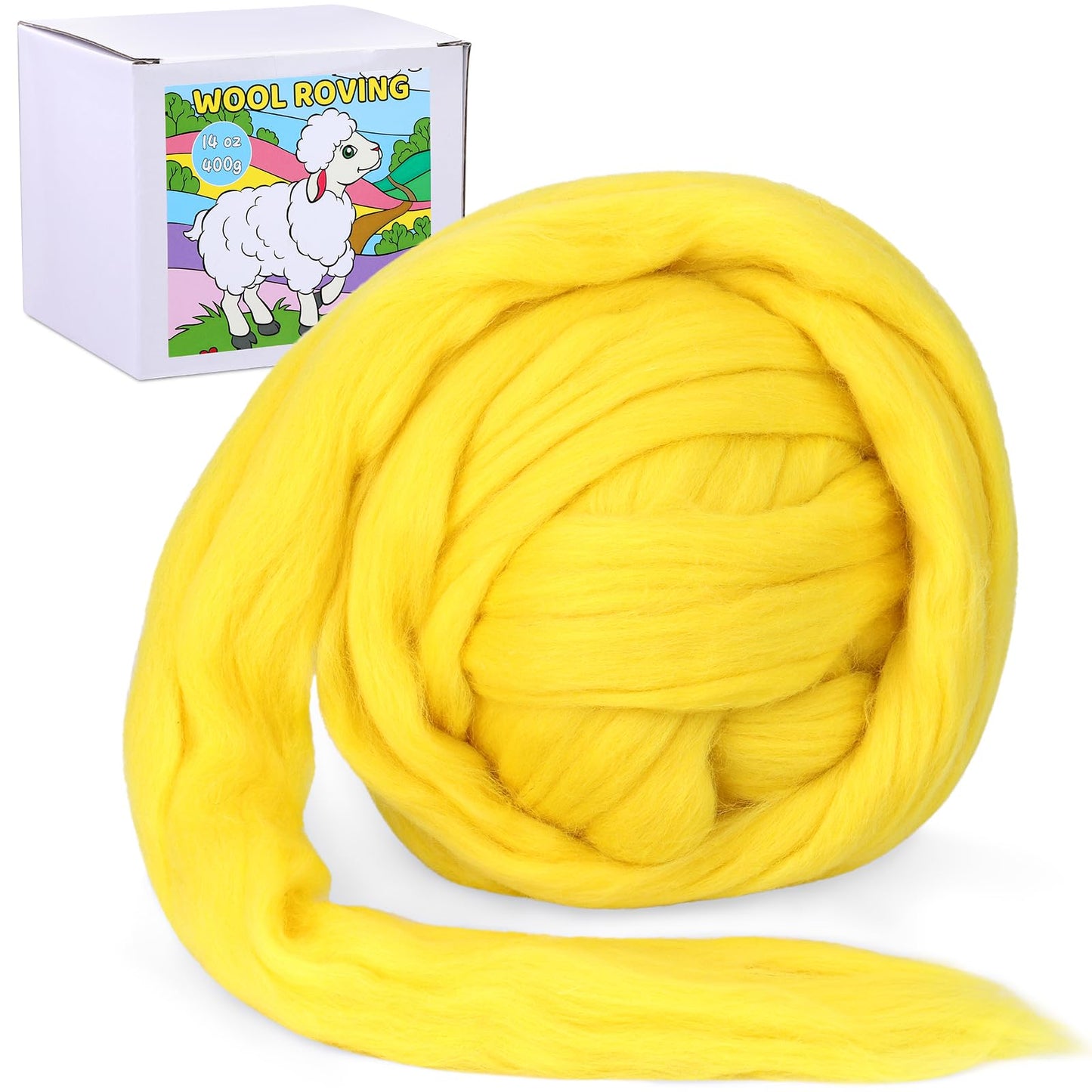 QMNNMA Wool Roving Bulk, 14.1oz Needle Felting Wool, Super Wool Chunky Yarn for Needle Felting, Fiber Roving Wool Top for Hand Spinning, Felting, Blending, Weaving and DIY Craft (400g)