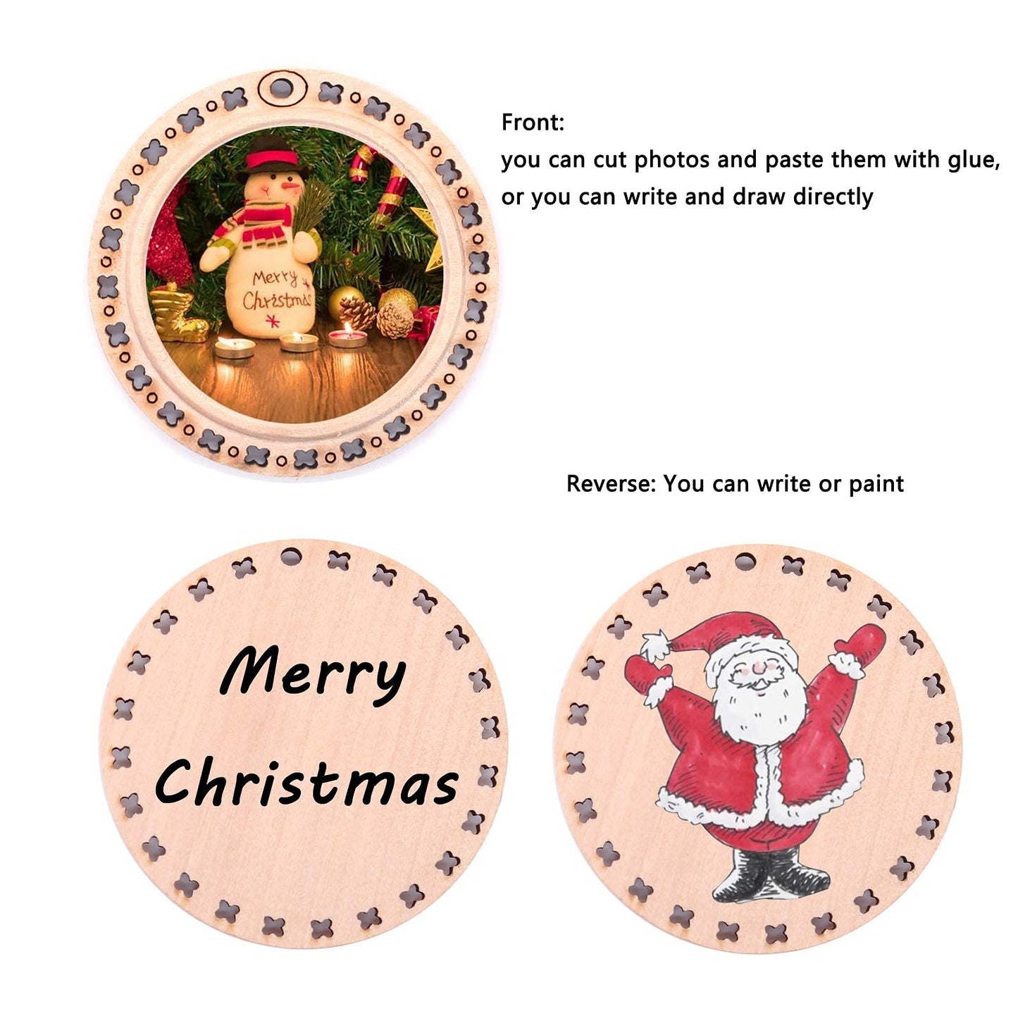 CBCMY 20 Pcs 2.16 inches Natural Wood Slices Craft Unfinished Wood kit Predrilled with Hole Wooden Circles for DIY Crafts Wedding Decorations Christmas Ornaments Arts Wood Slices