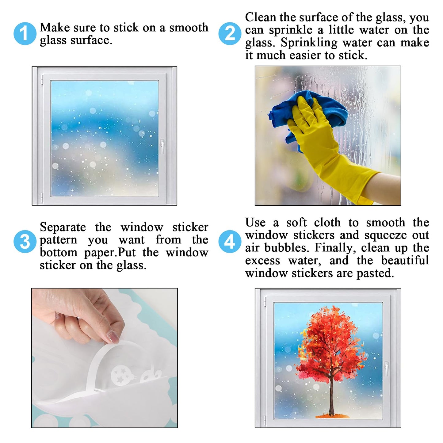 9 Sheets Fall Window Clings Maple Leaves Tree Window Stickers Double-Sided Glass Decals for Autumn Harvest Thanksgiving Home Party Decoration