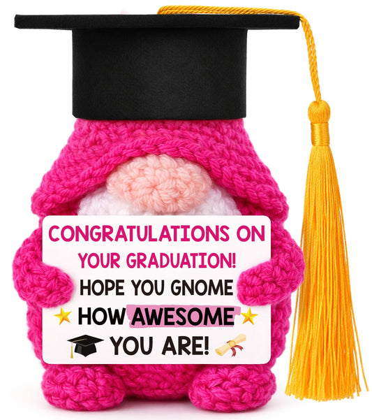 XgiftCreat Graduation Gifts Her Women - Class of 2026 Funny Handmade Crochet Gnome Gift for Pre K Prek Kindergarten Preschool Grade Middle High School College Graduate for Him Girls Boys