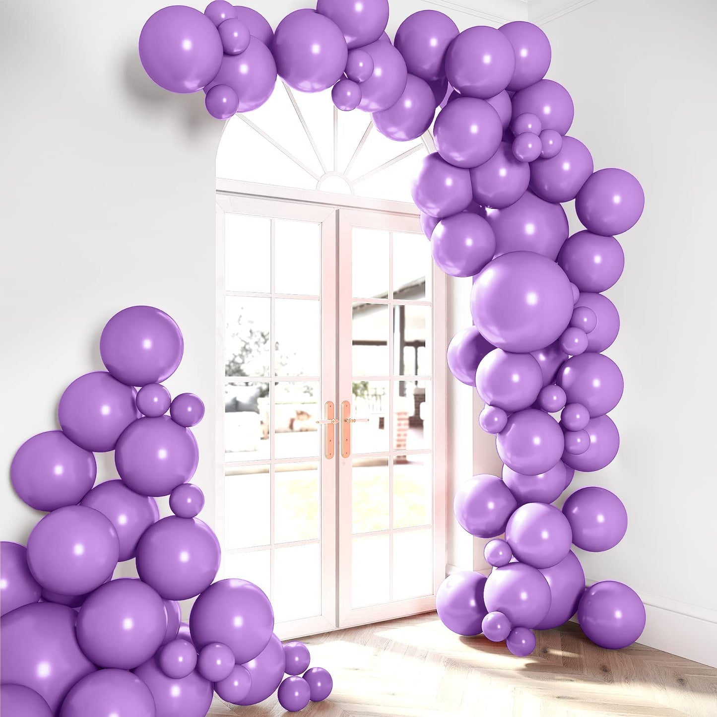 HOUSE OF PARTY Purple Balloons Garland Kit | Light Purple Balloon Arch Kit With Purple Metallic Balloons for Easter Party Decorations, Graduation Party, Birthday, Wedding, Halloween Decorations