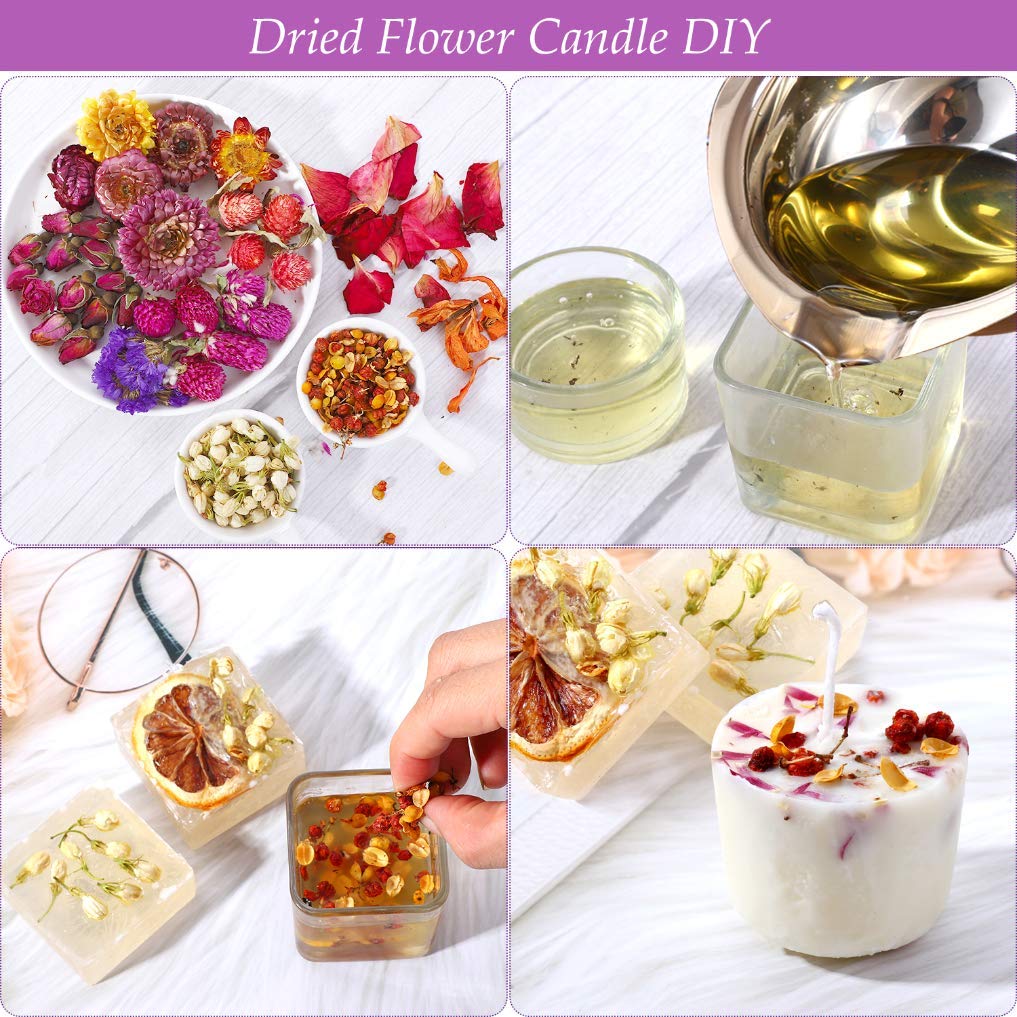 LAVEVE Dried Flowers, 21 Bags 100% Natural Dried Flowers Herbs Kit for Soap Making, DIY Candle, Bath, Resin Jewelry Making - Include Lavender, Don't Forget Me, Lily, Rose Petals, Jasmine and More