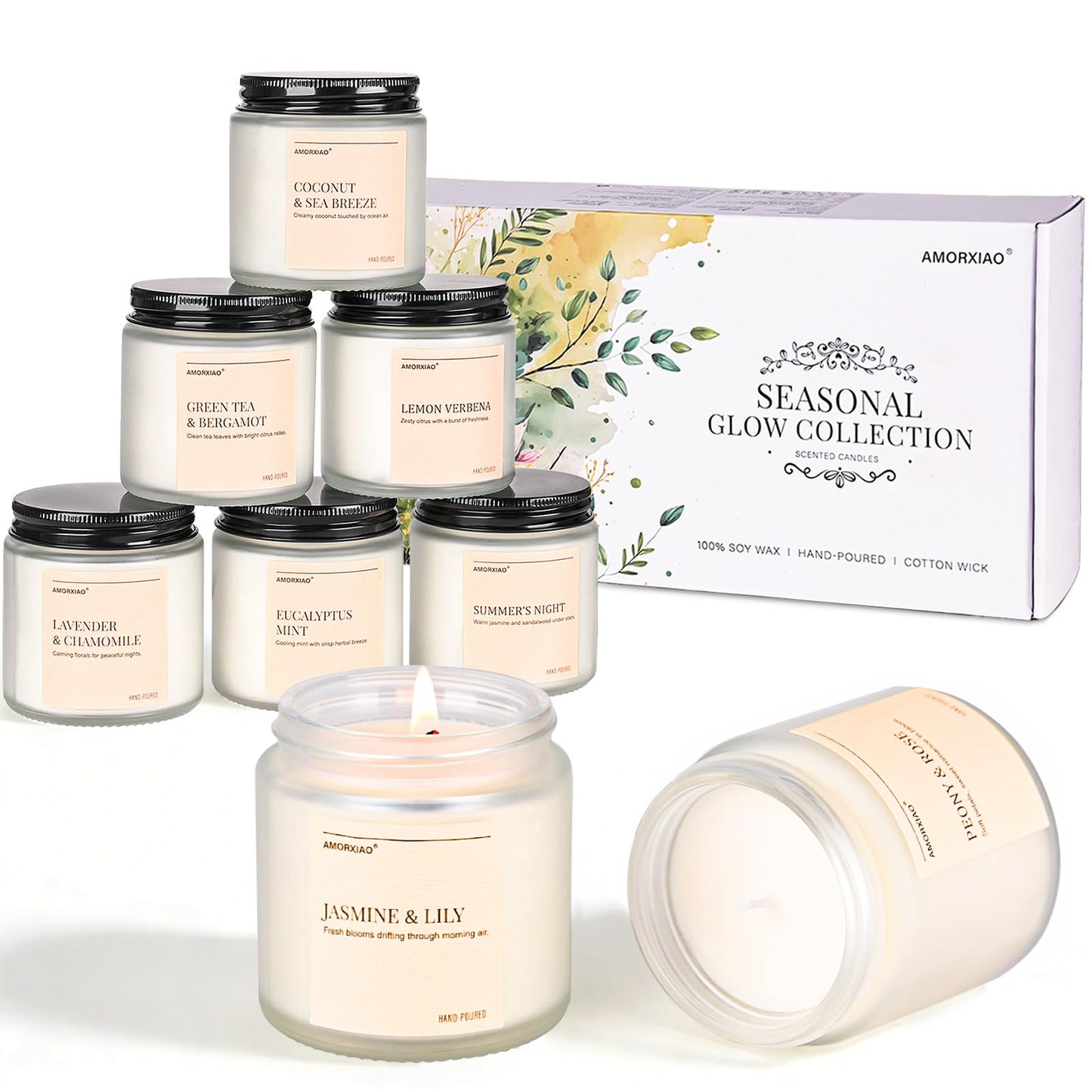 Scented Candles Gift Set, 8 Pack Soy Wax Candles for Home, Floral Fresh Aromatherapy Scents for Women, Birthday, Mother's Day
