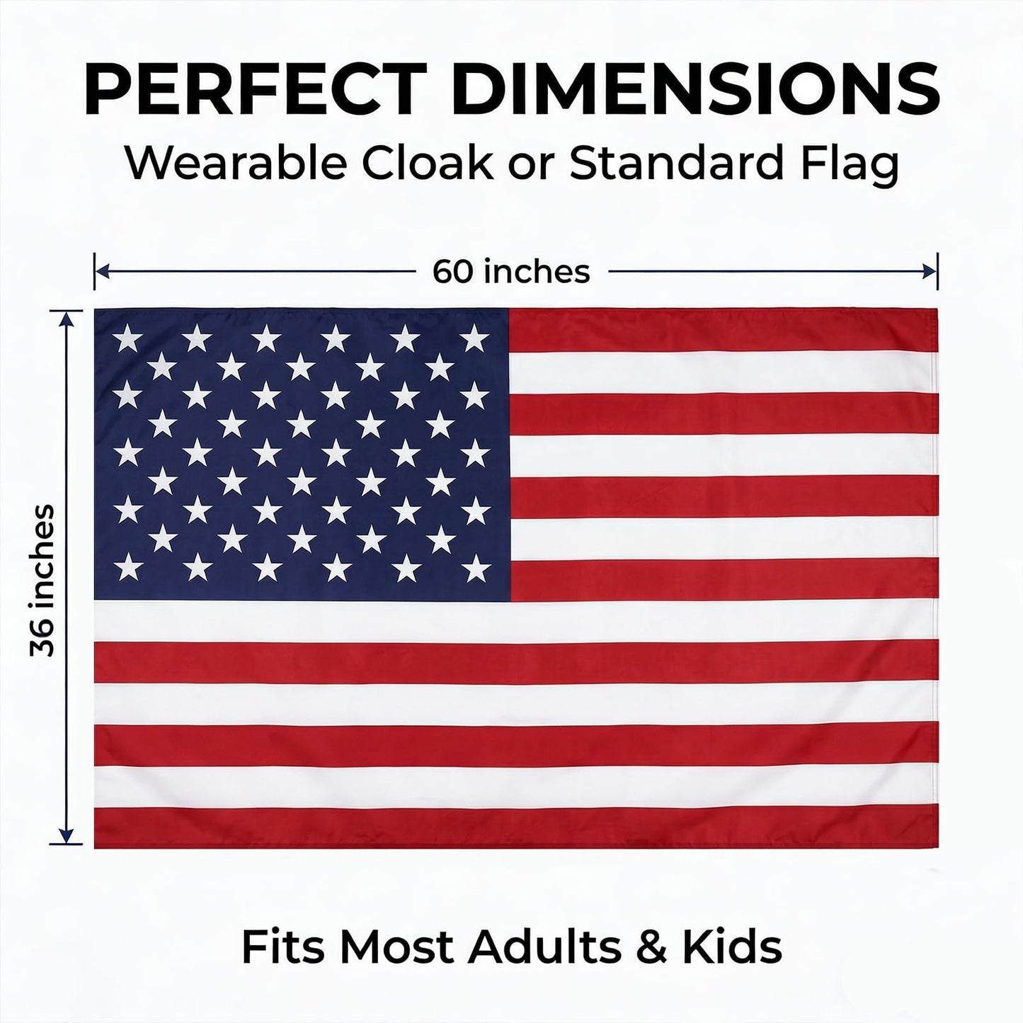 FUTUREPLUSX American Flag Cape, Wearable USA Flag Costume Outfit with Sleeves Classic Flag, 2 Differents Wearing Methods