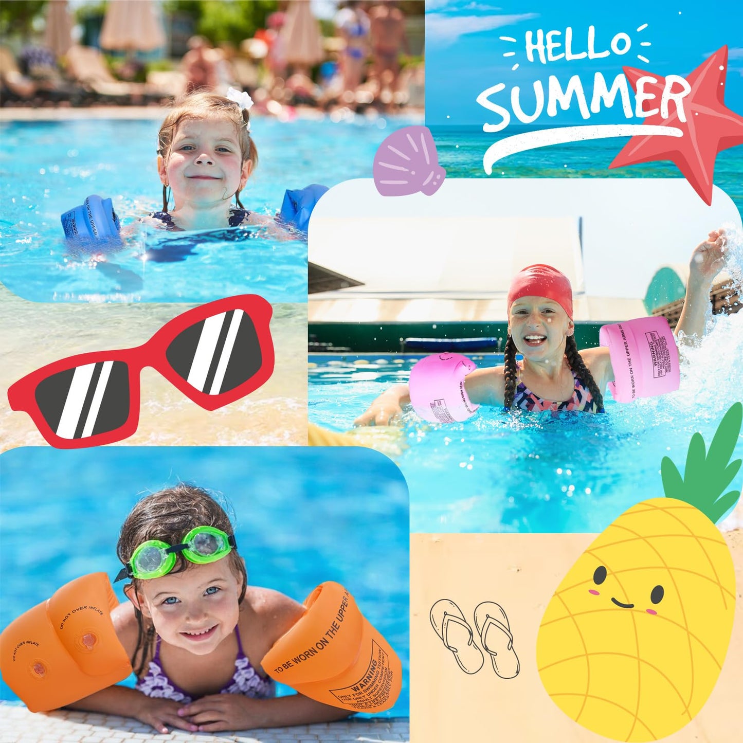 Arm Floaties for Kids and Adults, Pool Floats for Toddlers, Inflatable Water Wings for Beginner Swimmer, Blow up Swimming Arm Swimmies for Children and Adults 30-150LBS(3 Pack)