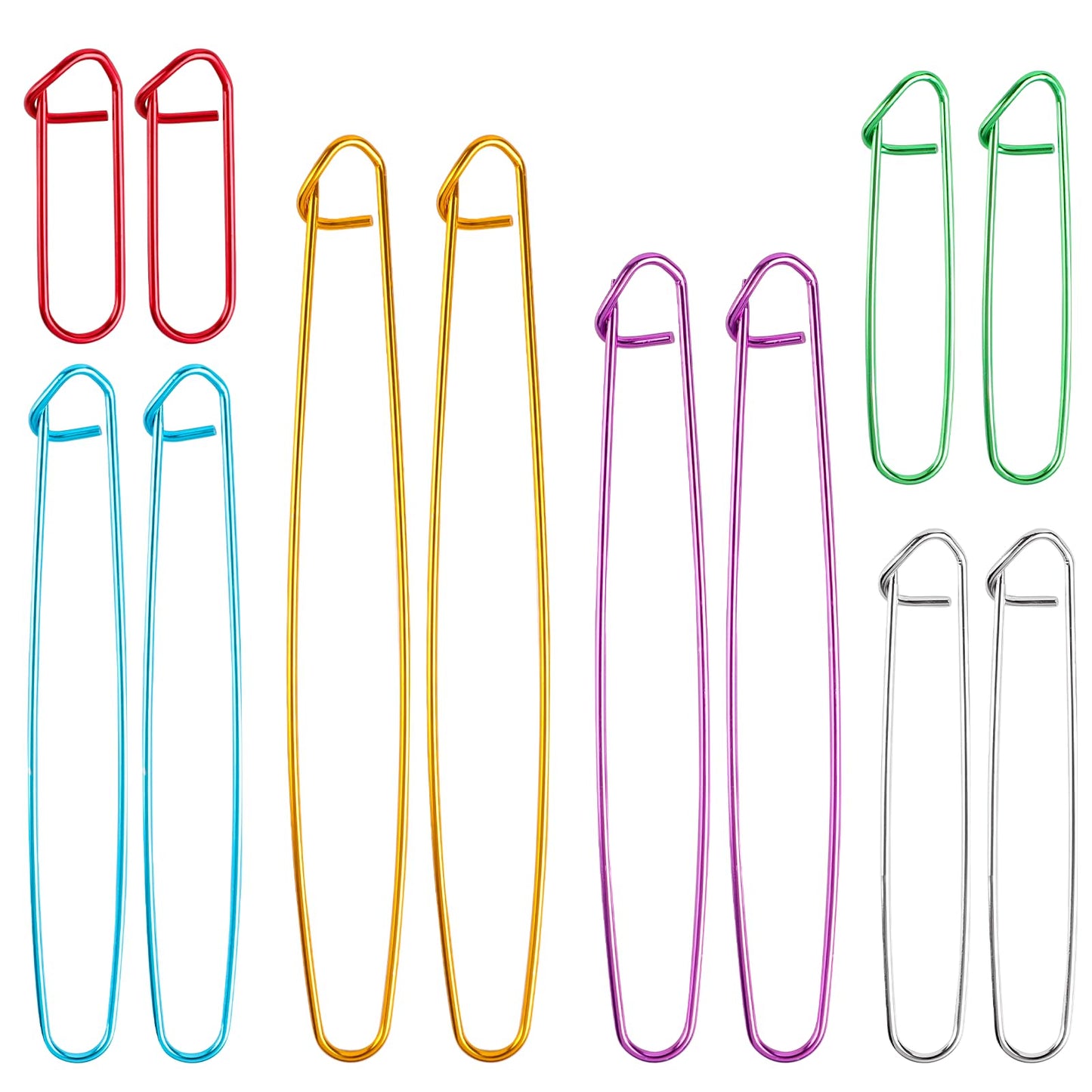 12 PCS Knitting Stitch Holder Set 6 Size Colorful Aluminum Yarn Stitch Holder Set Needles Practical Knitting Crochet Tools Knitting Supplies for Manual DIY Blankets Knitting Project