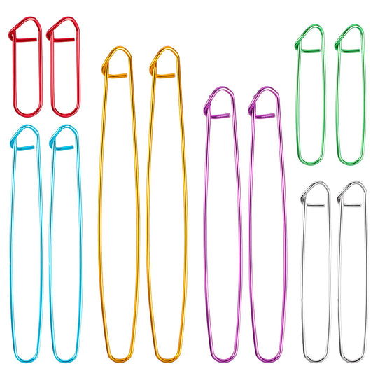 12 PCS Knitting Stitch Holder Set 6 Size Colorful Aluminum Yarn Stitch Holder Set Needles Practical Knitting Crochet Tools Knitting Supplies for Manual DIY Blankets Knitting Project