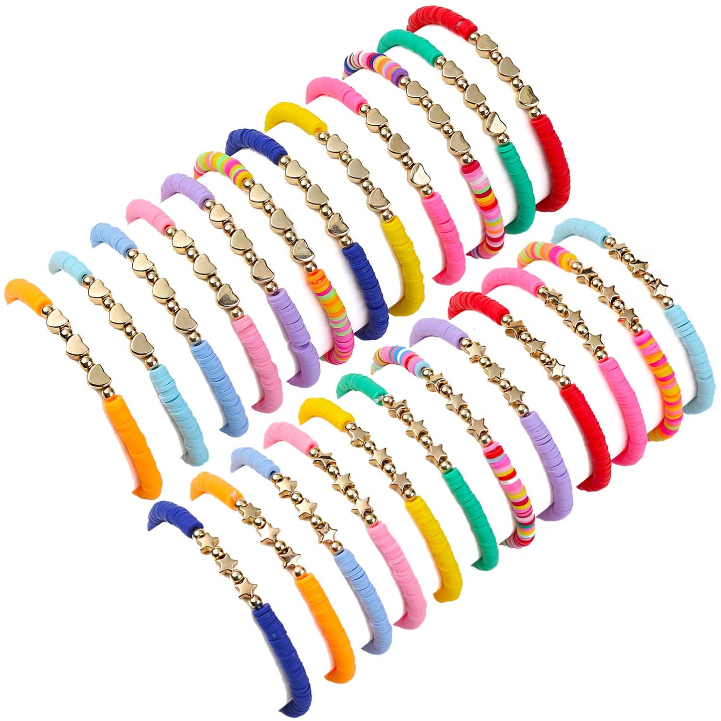 OPPRYN 6000 Pcs 24 Colors 6mm Polymer Clay Beads,Bracelet Making Kit,Preppy Flat Spacer Heishi Beads for Jewelry Making with Smiley Face Beads Letter Beads Pendant Charms kit,Gifts/DIY