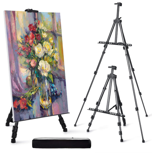 Artify Easel for Painting, Double-Tier Easel Stand, Adjustable Height from 22-66 Inches, Tripod for Painting and Display with Carrying Bag, 66 Inches, Black